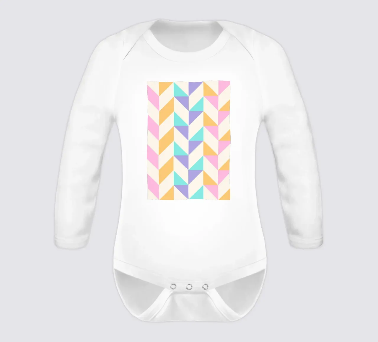 Pastel Chevron Geometric Pattern Art Print by Modernist Desi long-sleeve baby romper by NorwesClub