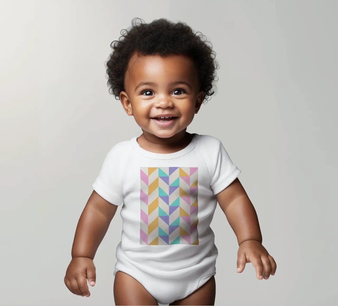 Pastel Chevron Geometric Pattern Art Print by Modernist Desi short-sleeve baby romper by NorwesClub