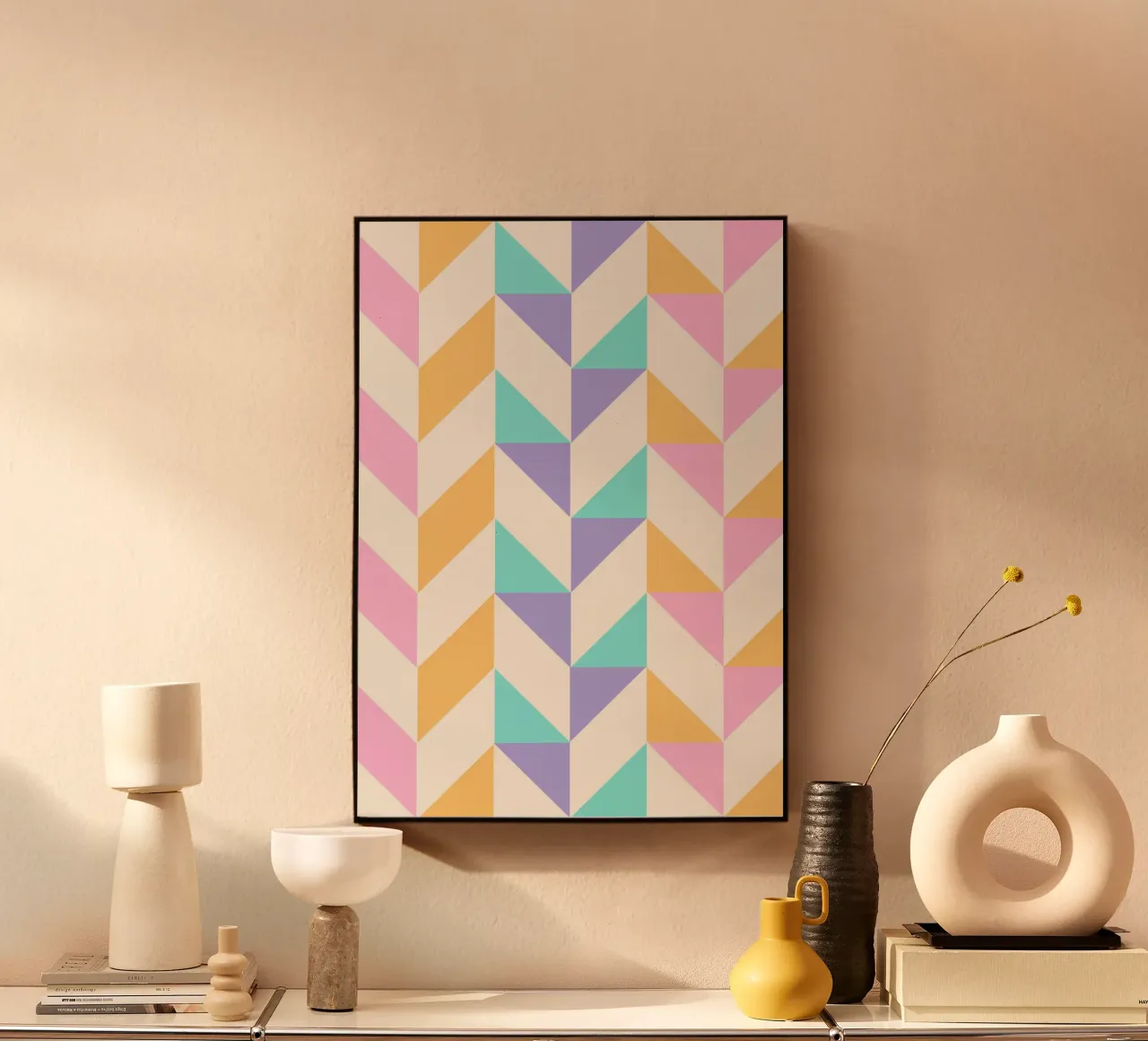 Pastel Chevron Geometric Pattern Art Print by Modernist Desi acrylic glass by NorwesClub