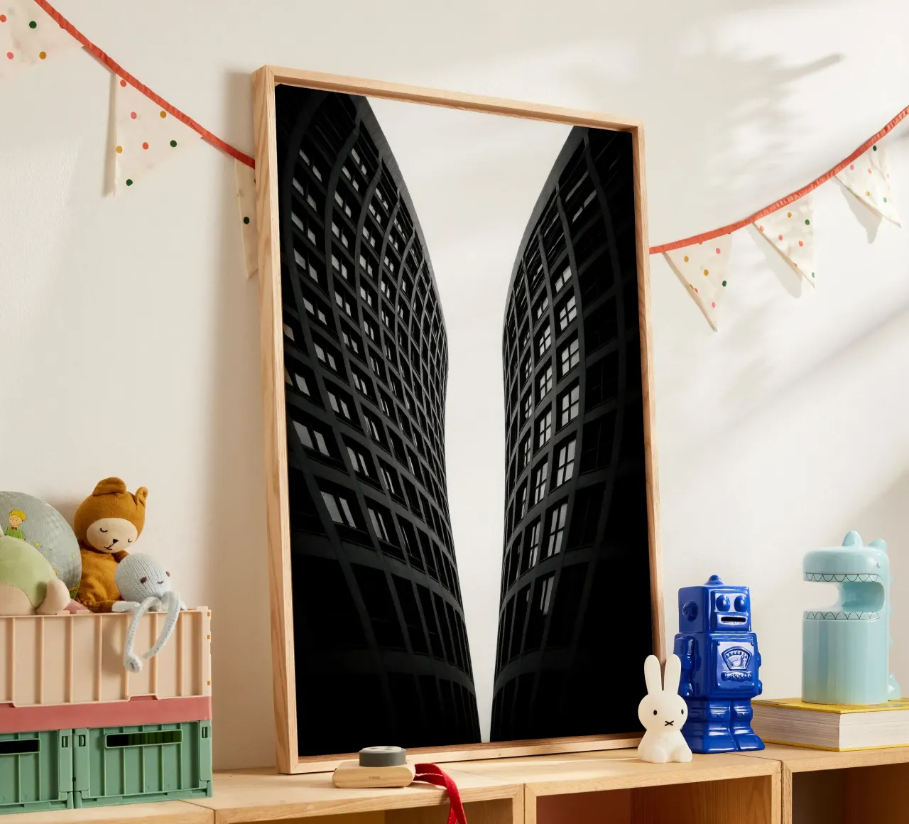 Rotterdam - Flexibele torens canvas met Baklijst van Black & White
