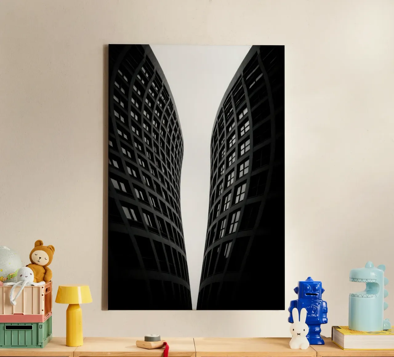 Rotterdam - Flexibele torens canvas met Baklijst van Black & White