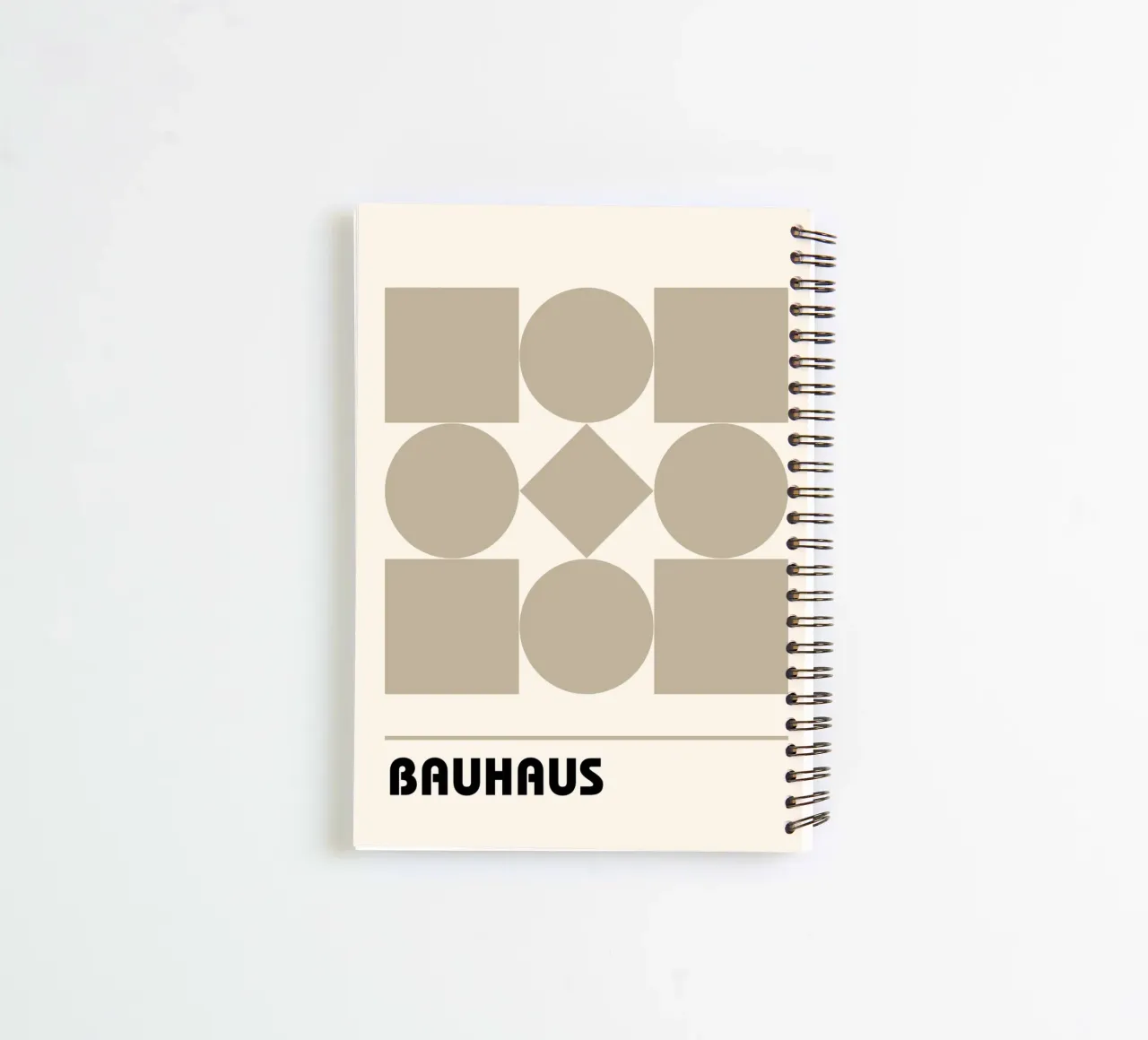 Bauhaus Geometric Forms Abstract Print by Shapes & Grids, Be spiral notebook by NorwesClub