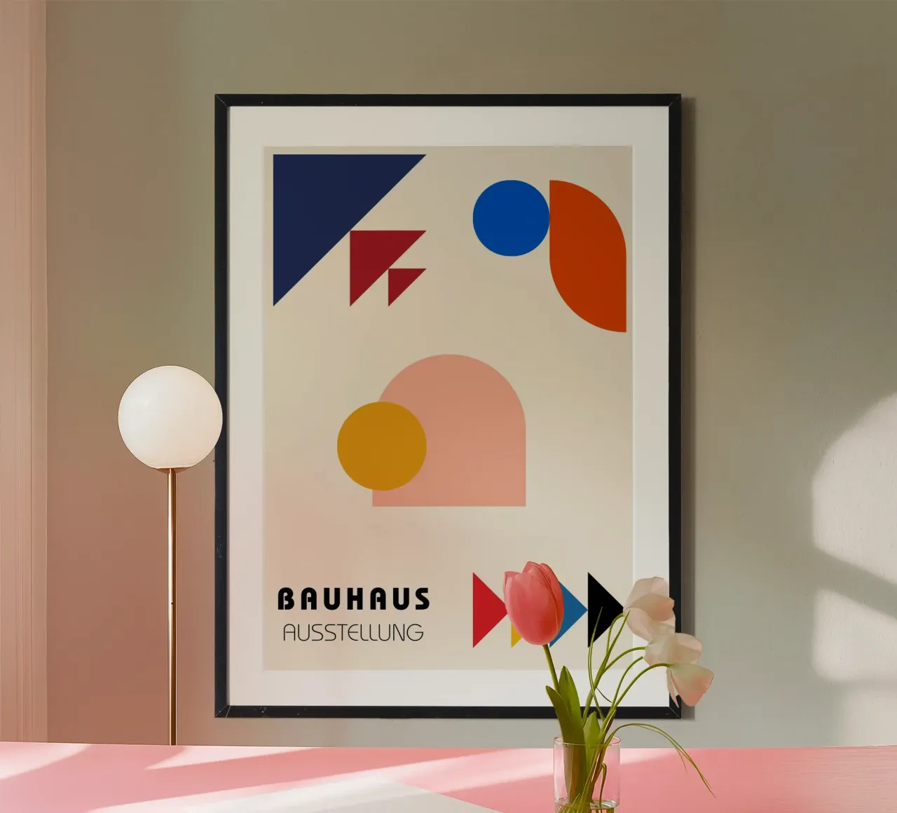 Mostra Bauhaus Forme geometriche astratte del modernista M poster con telaio in plastica da NorwesClub