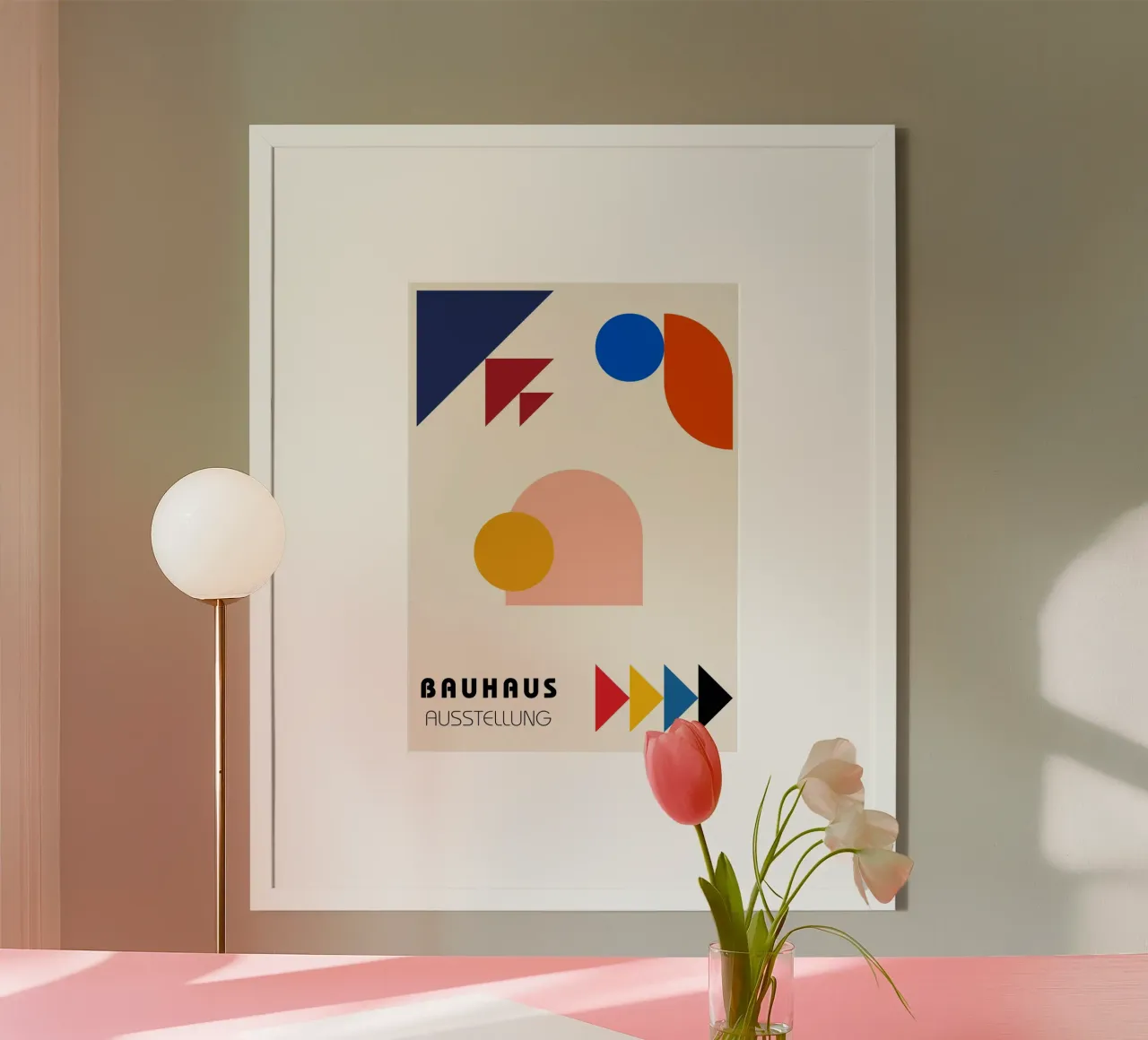 Mostra Bauhaus Forme geometriche astratte del modernista M poster con telaio in plastica da NorwesClub