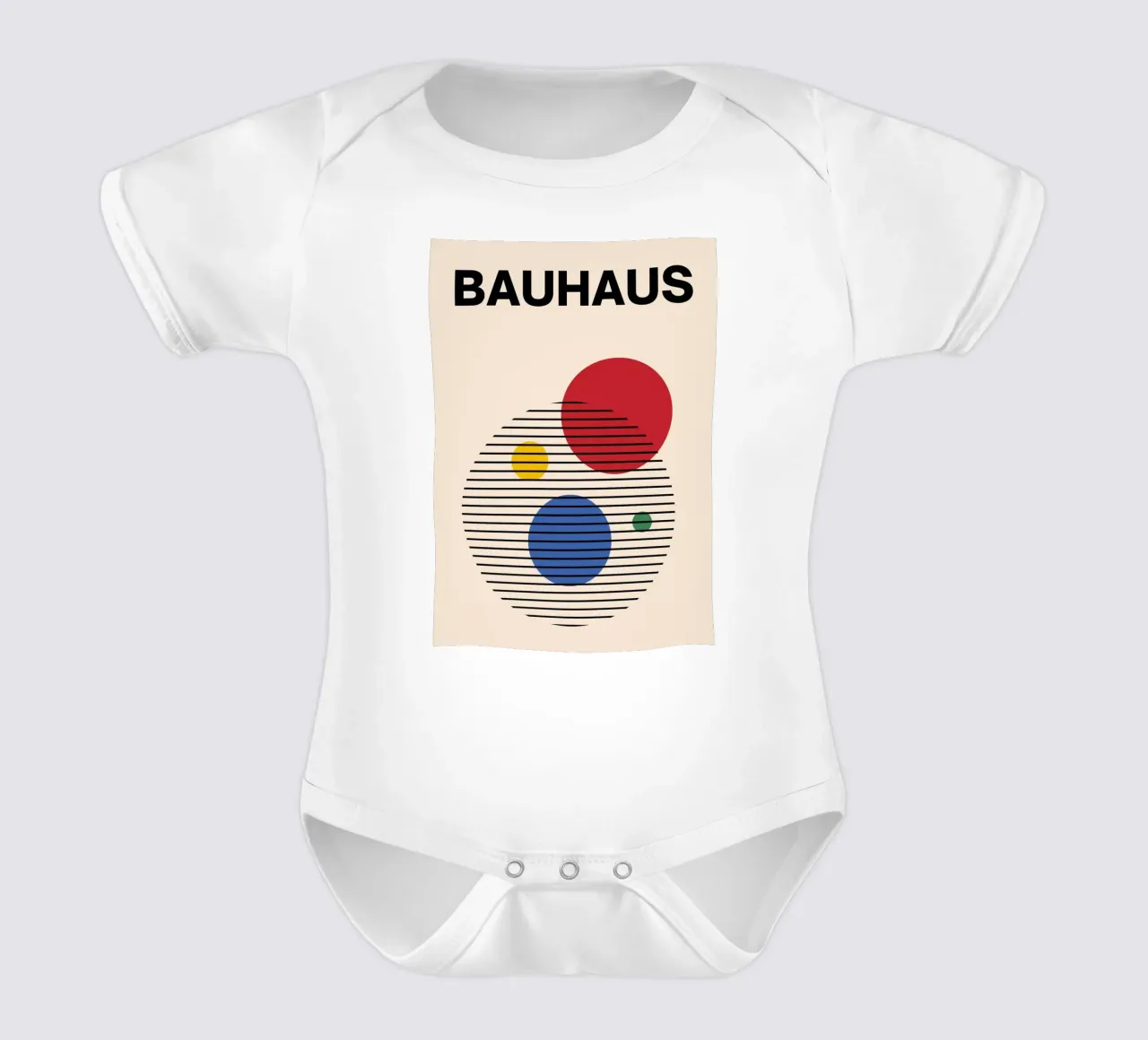Bauhaus Abstract Circles & Lines Art Print by Modernist Form short-sleeve baby romper by NorwesClub