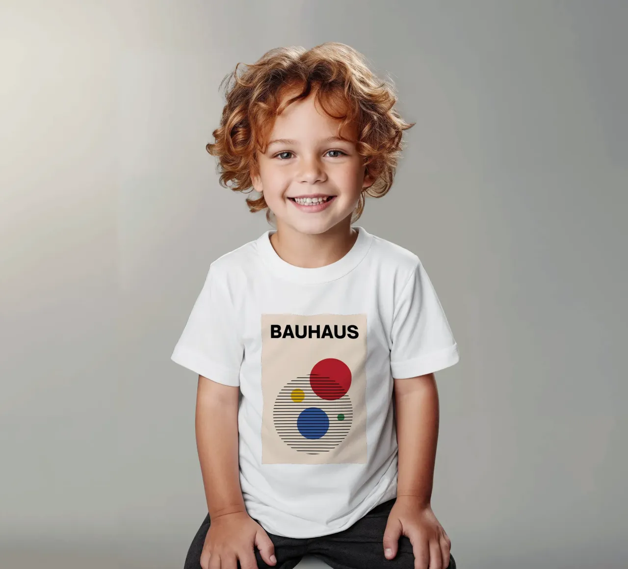 Bauhaus Abstract Circles & Lines Art Print by Modernist Form kids t-shirt by NorwesClub