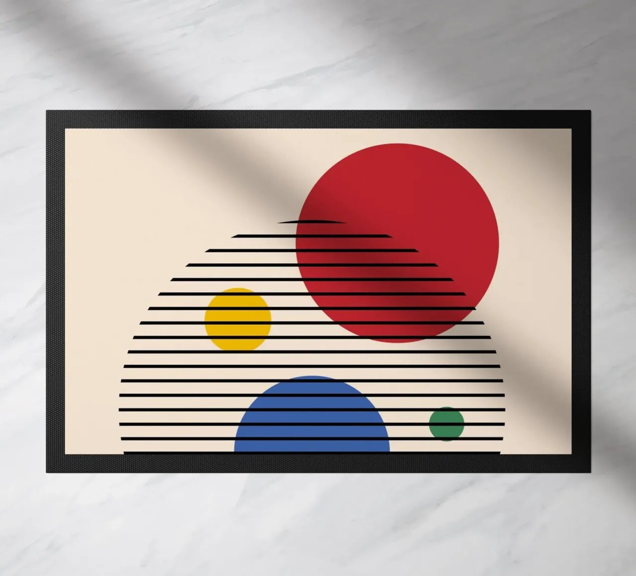 Bauhaus Abstract Circles & Lines Art Print by Modernist Form doormat by NorwesClub