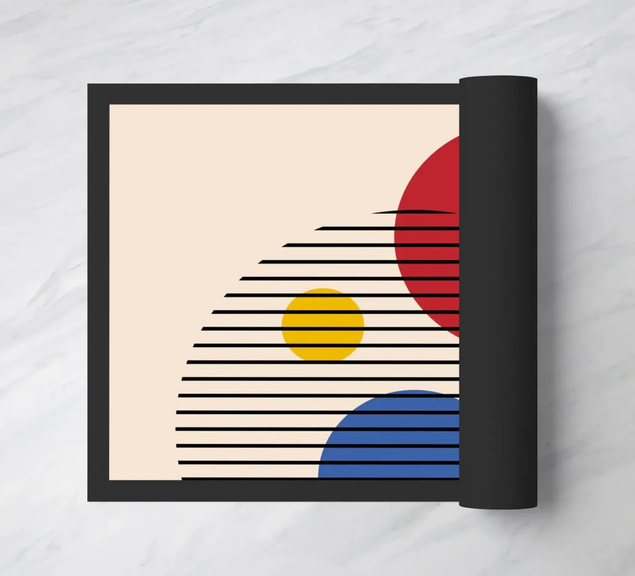 Bauhaus Abstract Circles & Lines Art Print by Modernist Form doormat by NorwesClub