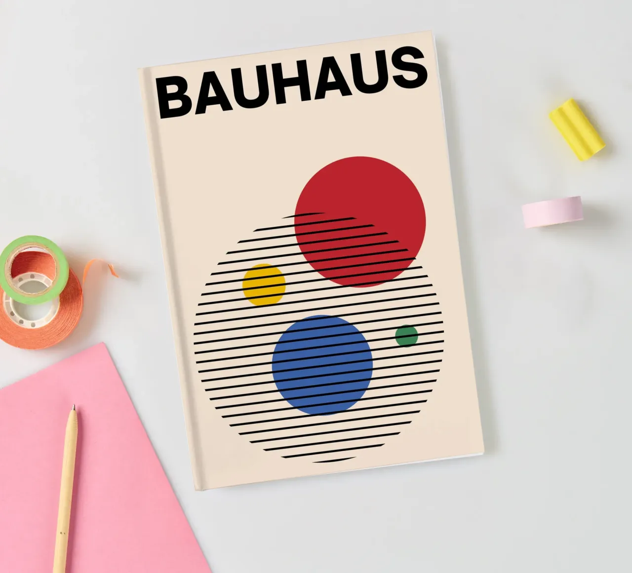 Bauhaus Abstract Circles & Lines Art Print by Modernist Form notebook by NorwesClub