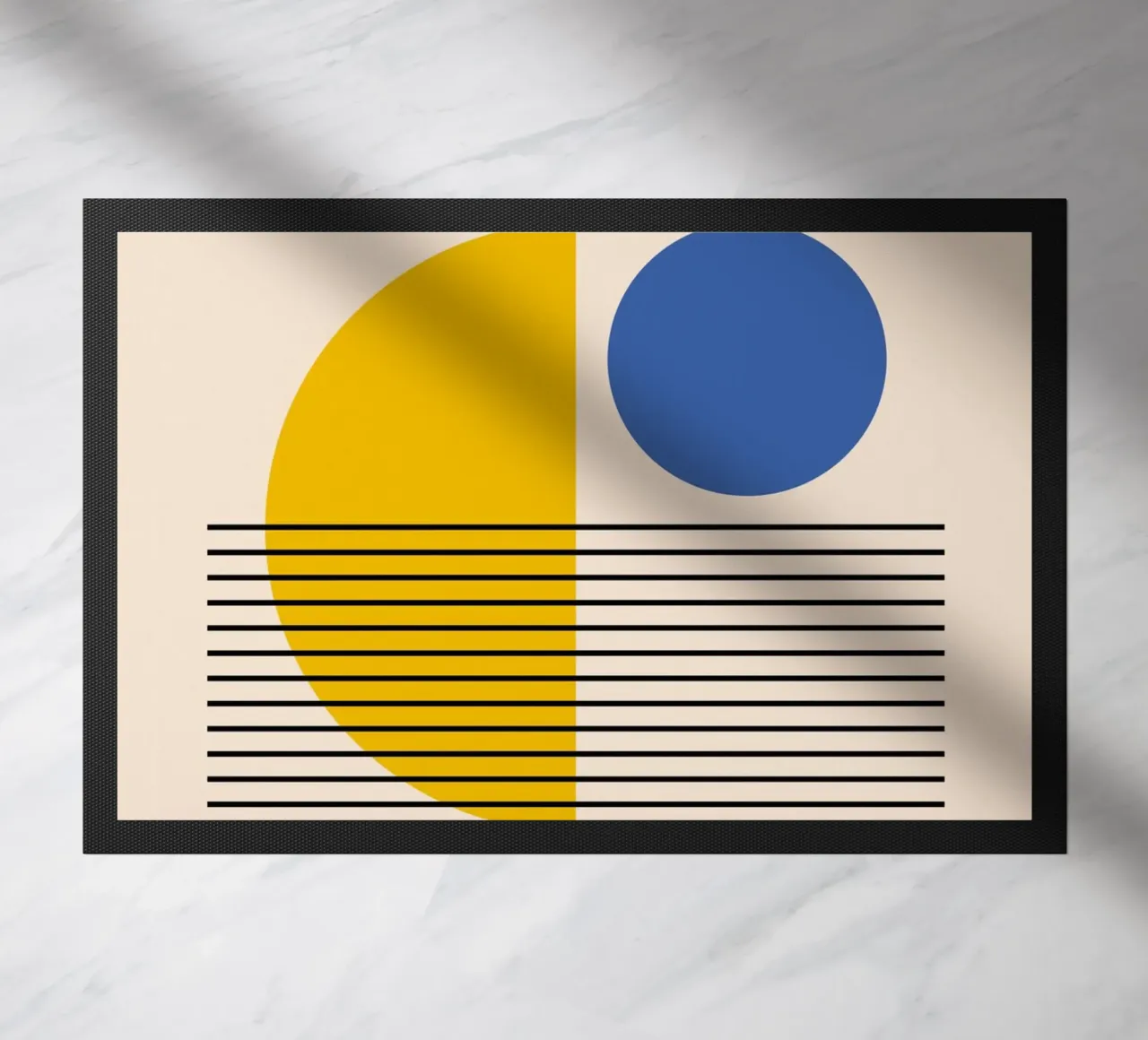 Bauhaus Geometric Abstract Print by Circles & Lines, Primary doormat by NorwesClub
