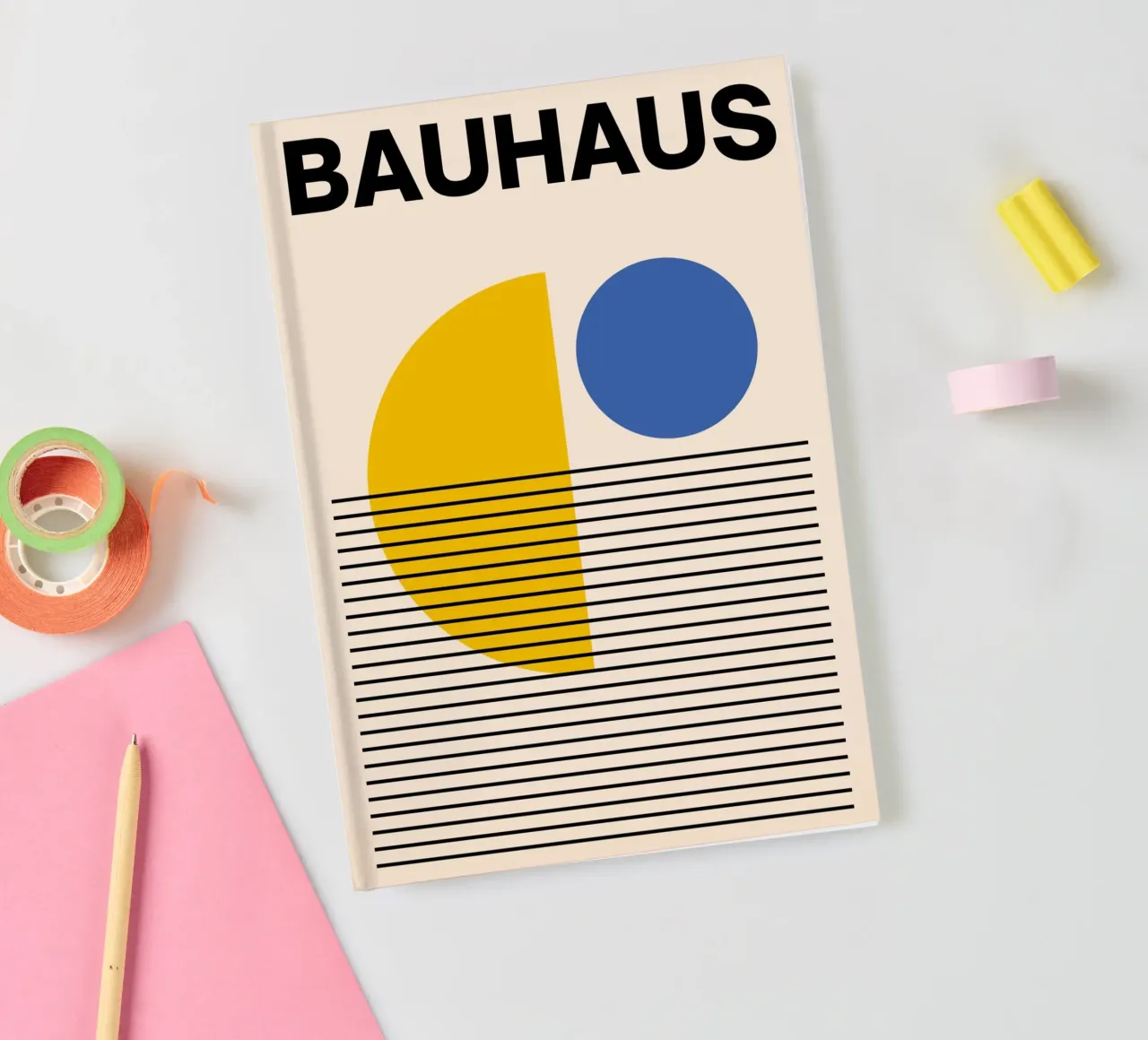 Bauhaus Geometric Abstract Print by Circles & Lines, Primary notebook by NorwesClub