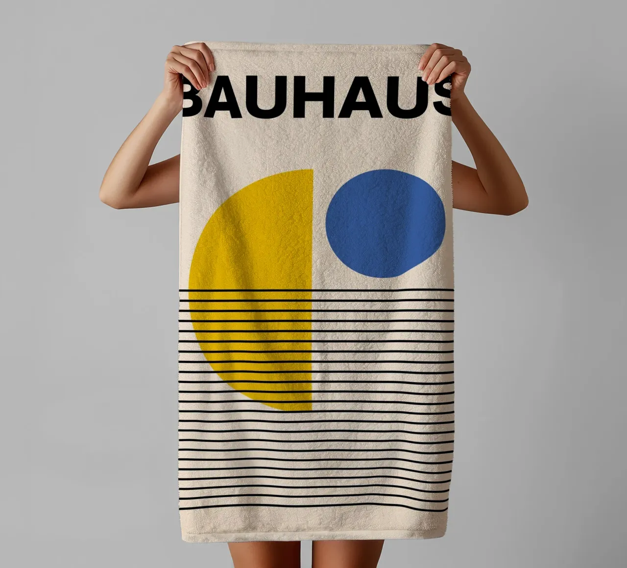 Bauhaus Geometric Abstract Print by Circles & Lines, Primary towel by NorwesClub