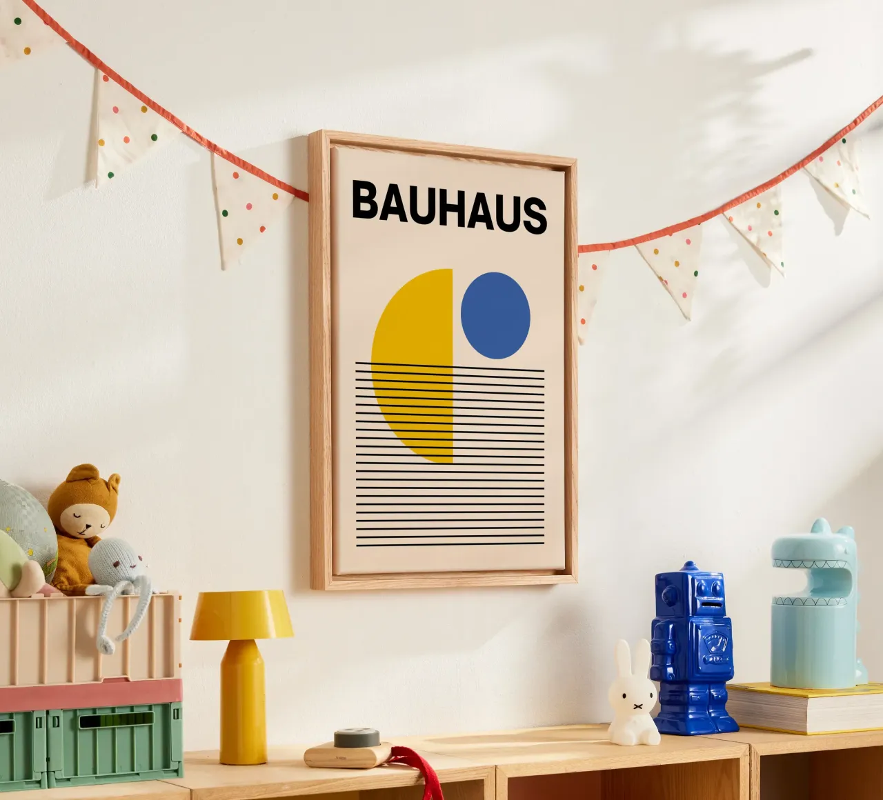 Impression abstraite géométrique Bauhaus par Circles & Lines, Primary toile de NorwesClub