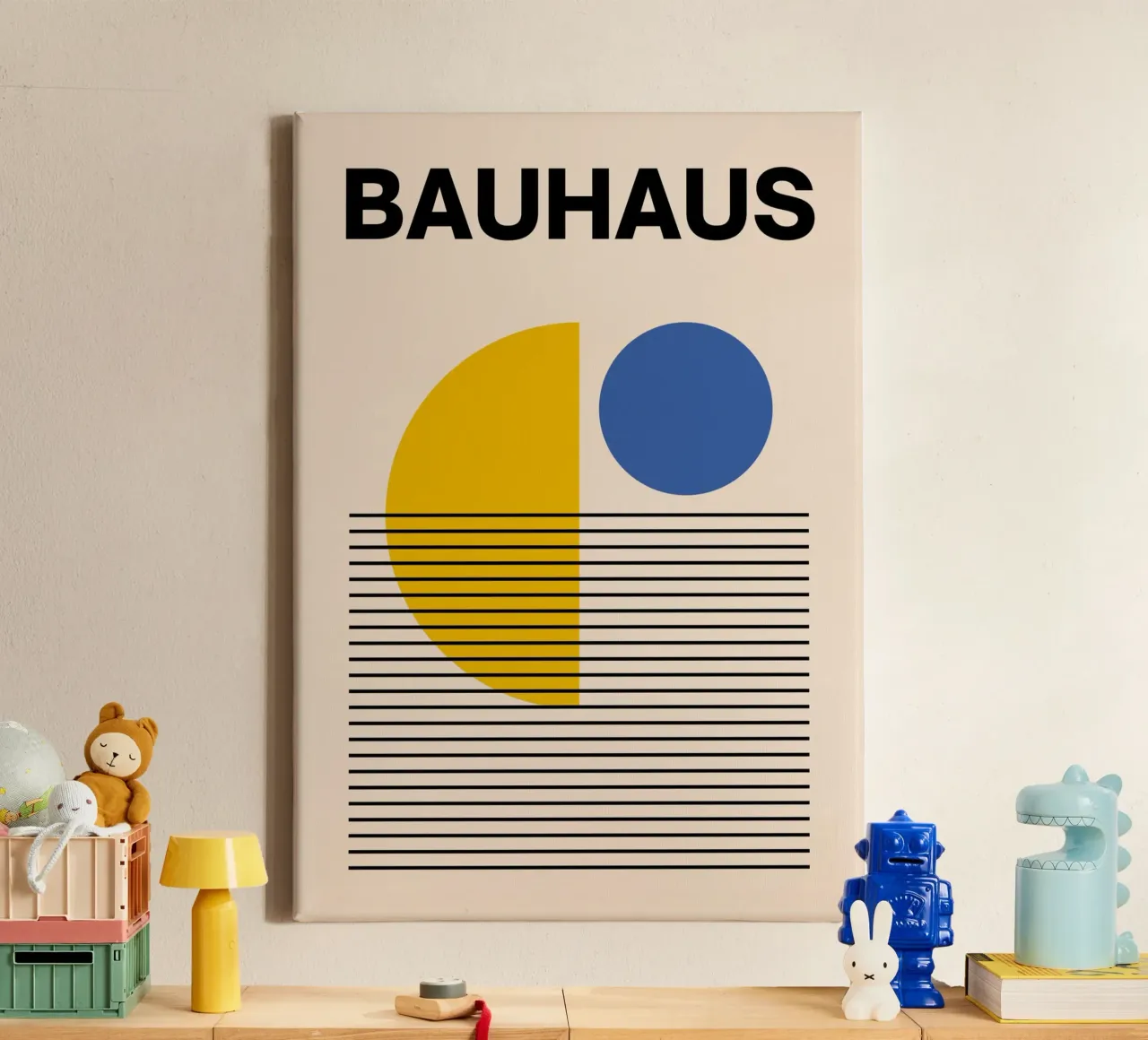 Impression abstraite géométrique Bauhaus par Circles & Lines, Primary toile de NorwesClub