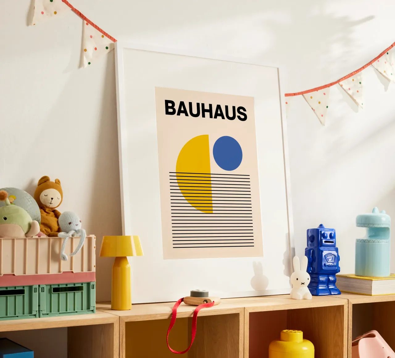 Bauhaus Geometrischer Abstrakter Druck von Circles & Lines, Primär Poster von NorwesClub