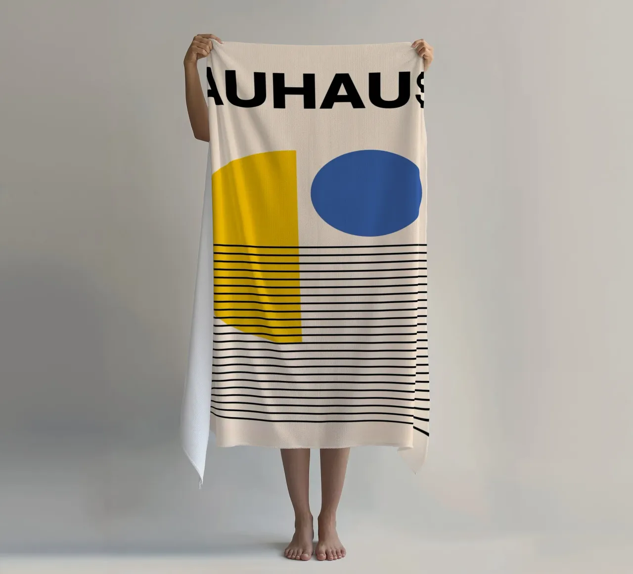 Bauhaus Geometric Abstract Print by Circles & Lines, Primary beach towel by NorwesClub