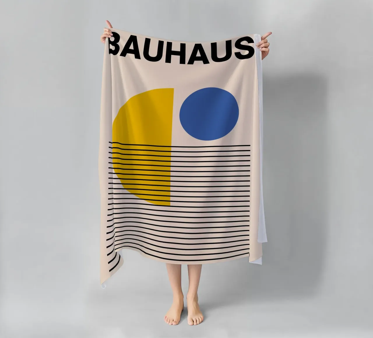 Bauhaus Geometric Abstract Print by Circles & Lines, Primary beach towel by NorwesClub