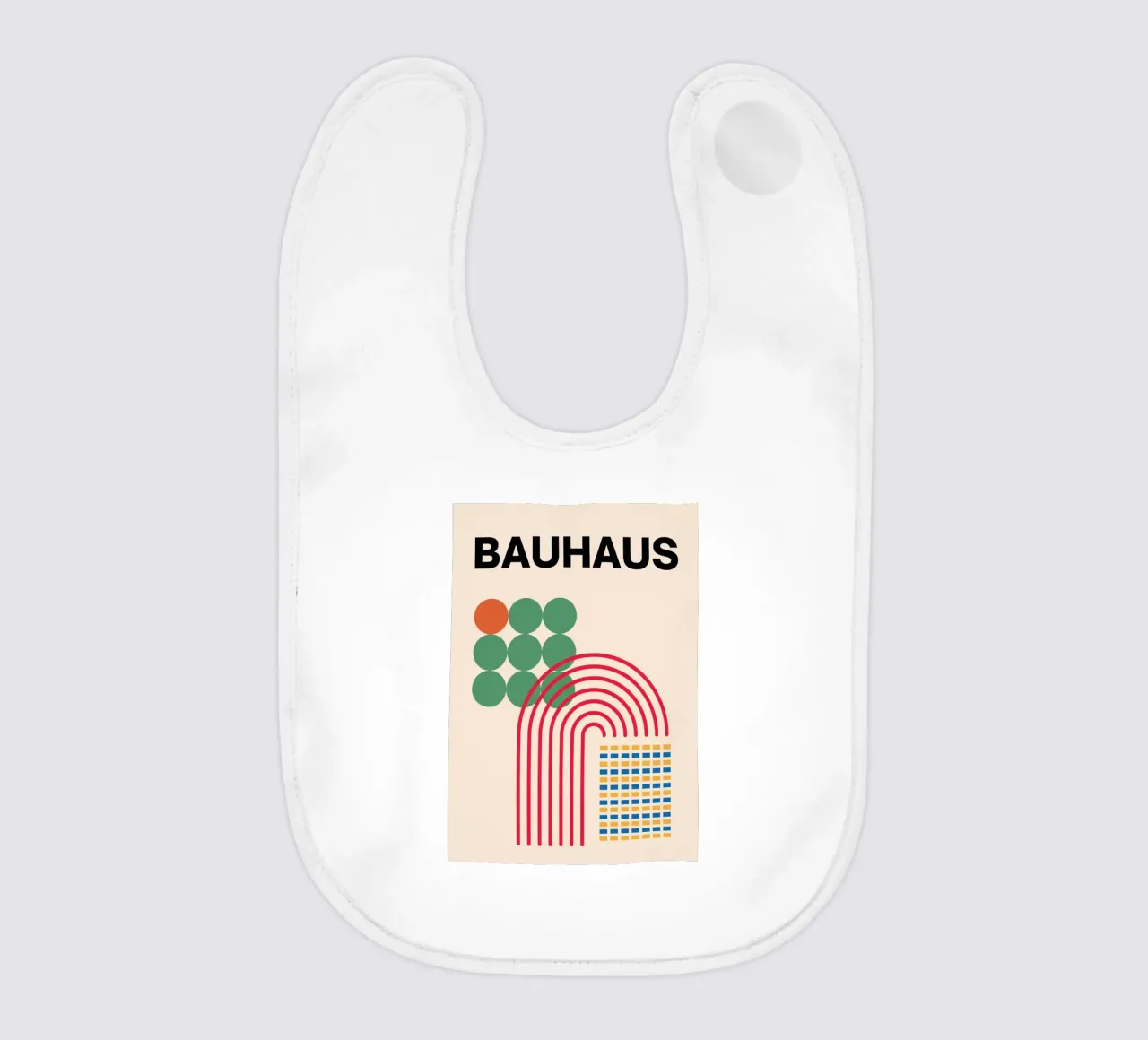 Bauhaus Abstract Geometric Forms by Circles Arches Grids baby bib by NorwesClub