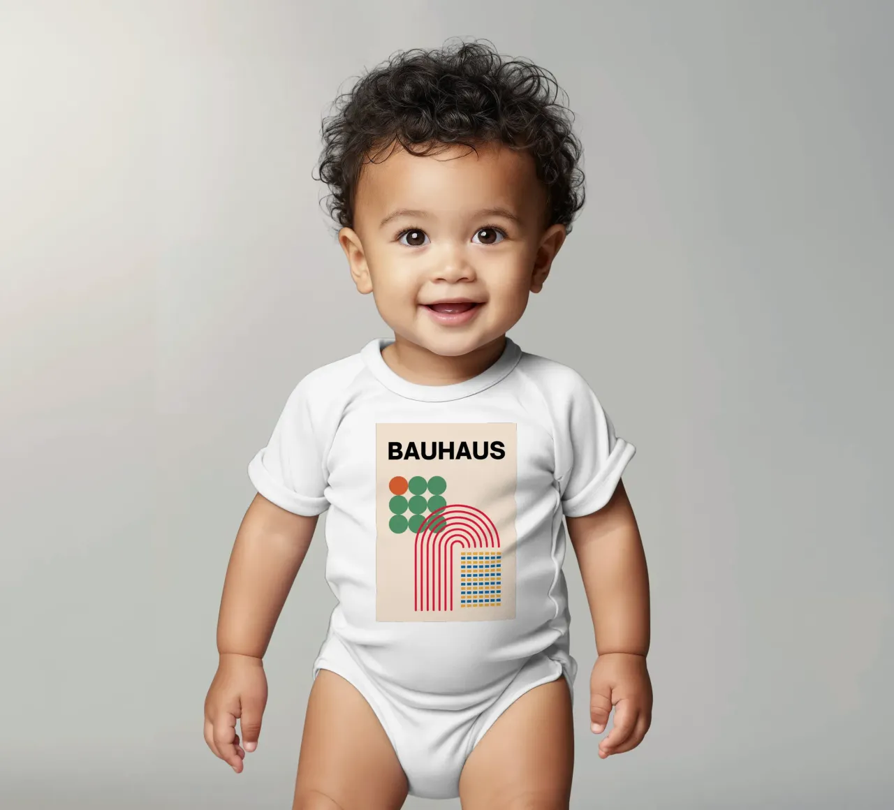 Bauhaus Abstract Geometric Forms by Circles Arches Grids short-sleeve baby romper by NorwesClub