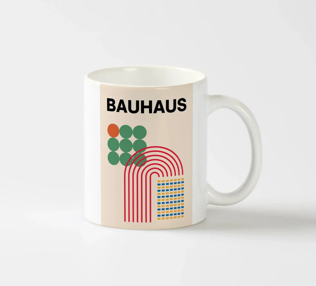 Bauhaus Abstract Geometric Forms by Circles Arches Grids ceramic mug by NorwesClub