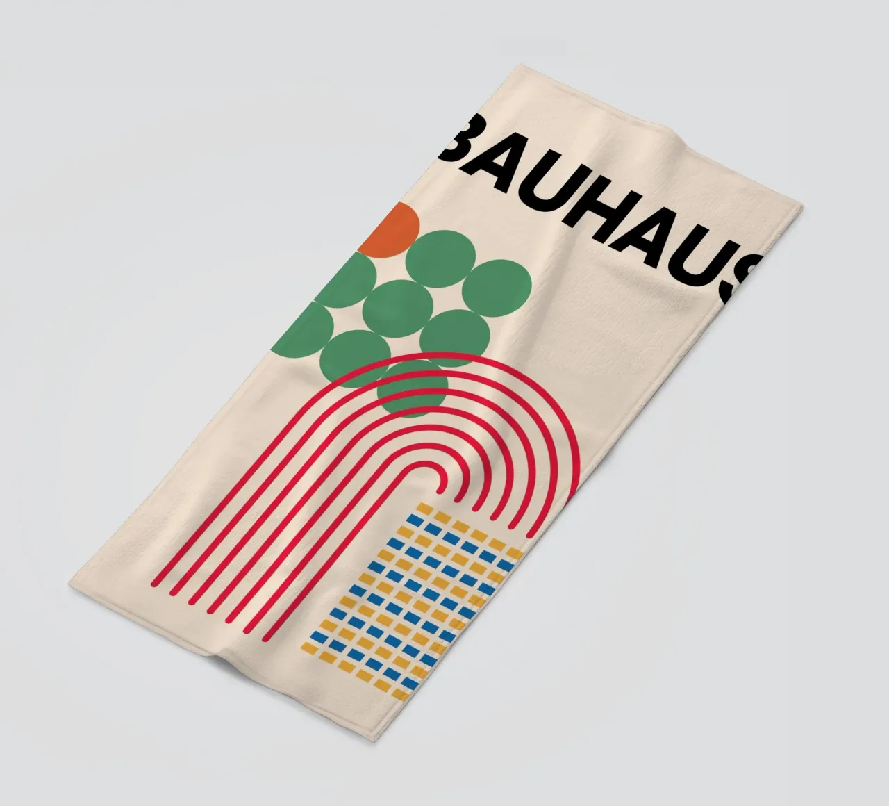 Bauhaus Abstract Geometric Forms by Circles Arches Grids beach towel by NorwesClub