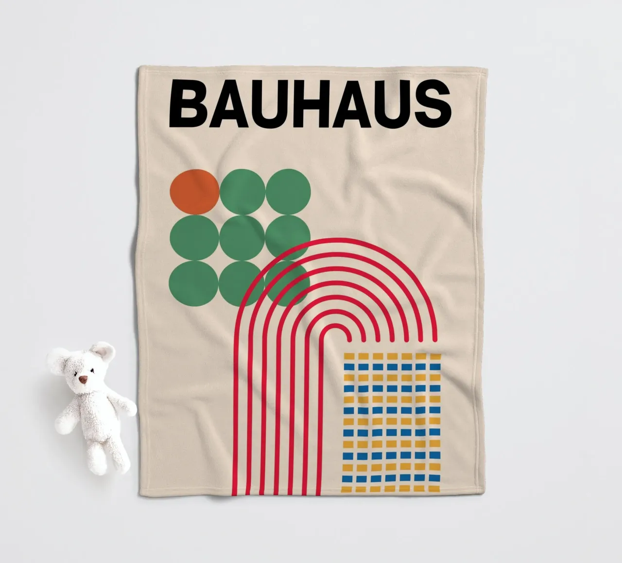 Bauhaus Abstract Geometric Forms by Circles Arches Grids fleece blanket by NorwesClub