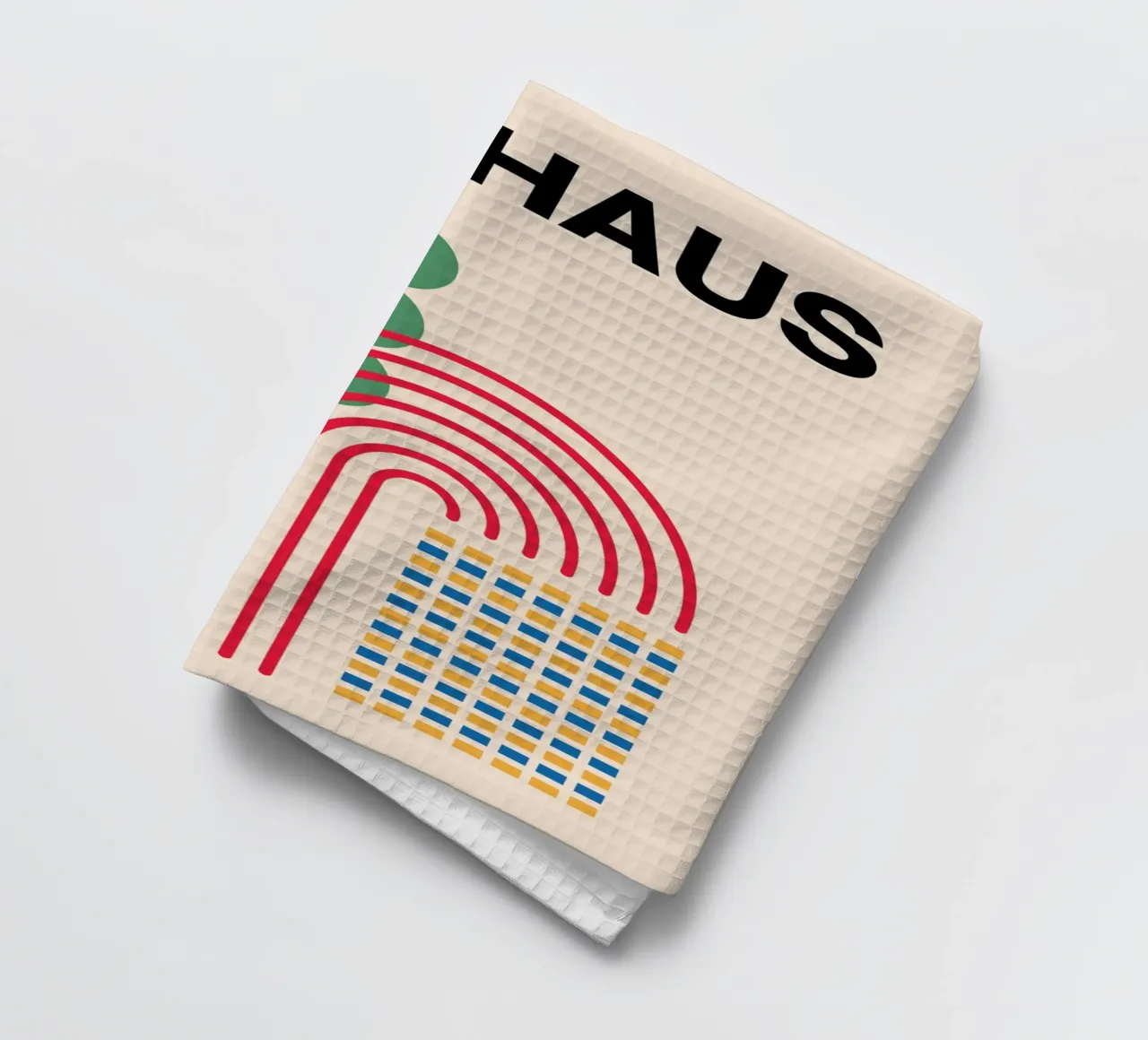 Bauhaus Abstract Geometric Forms by Circles Arches Grids tea towel by NorwesClub