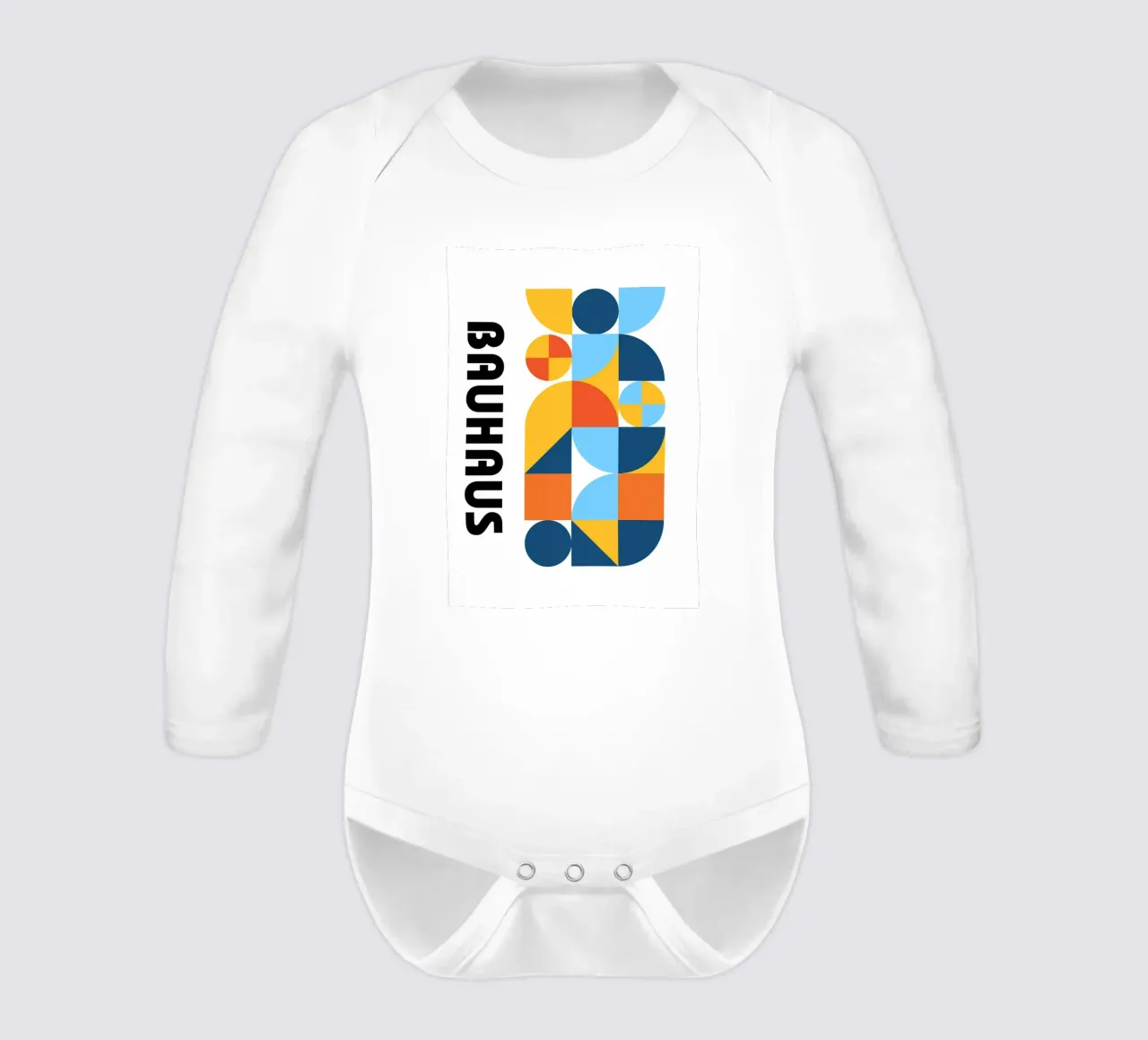 Bauhaus Geometric Pattern Abstract Print by Modernist Forms long-sleeve baby romper by NorwesClub