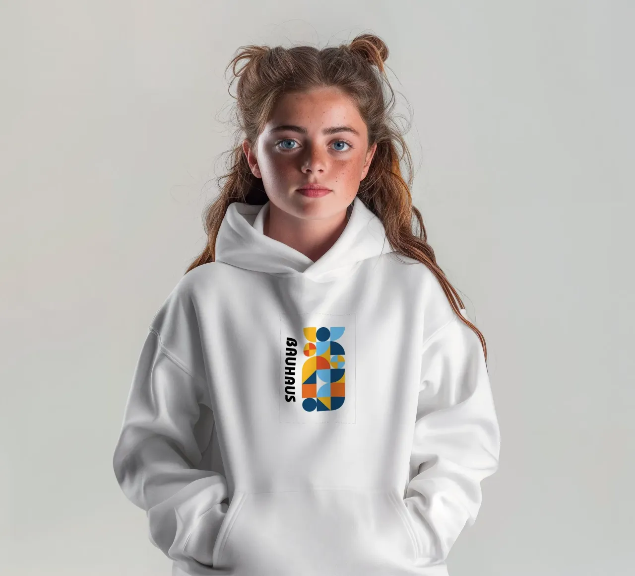 Bauhaus Geometric Pattern Impresión abstracta de Modernist Forms sudadera con capucha para niño de NorwesClub