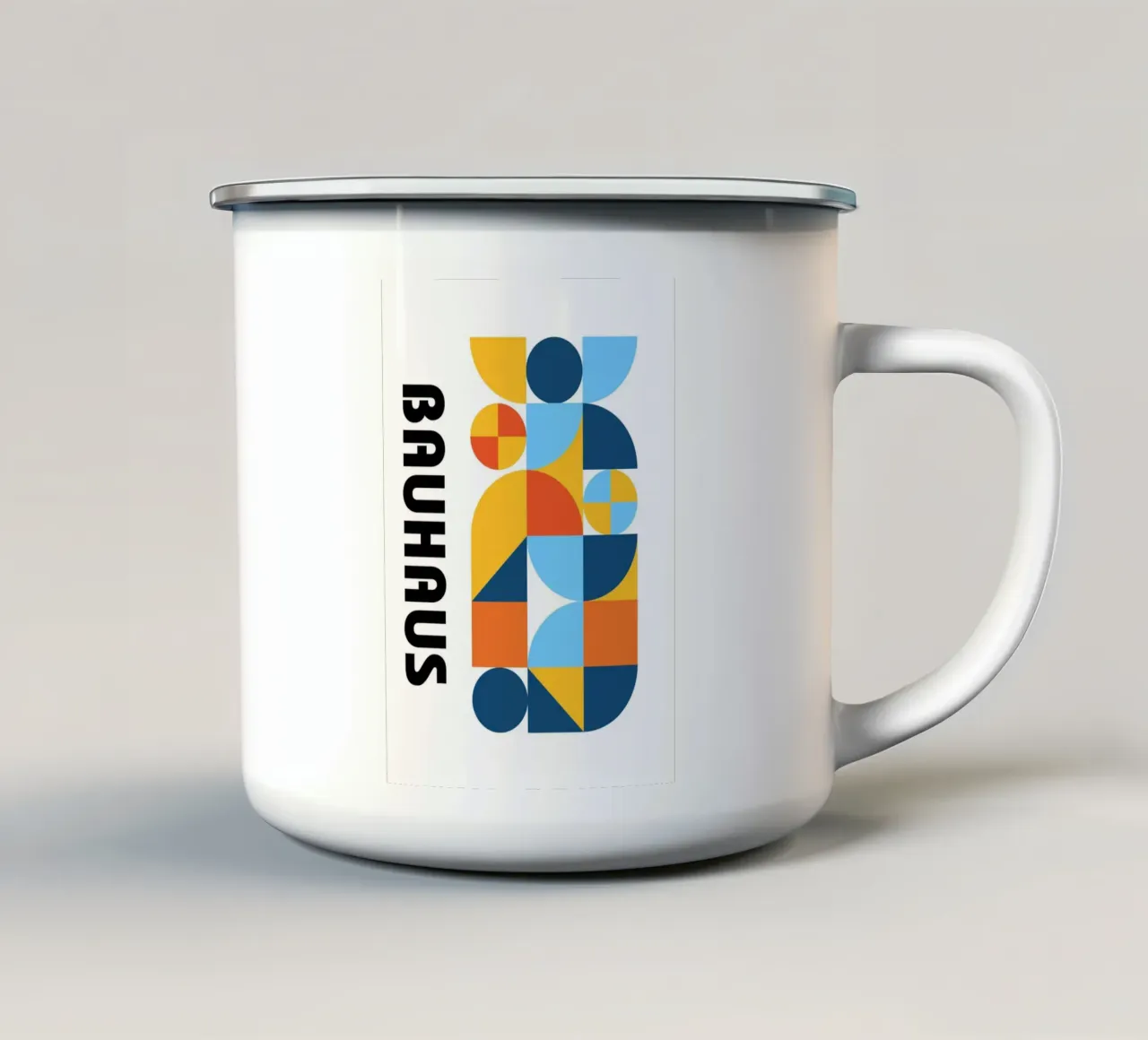 Bauhaus Geometric Pattern Abstract Print by Modernist Forms enamel mug by NorwesClub