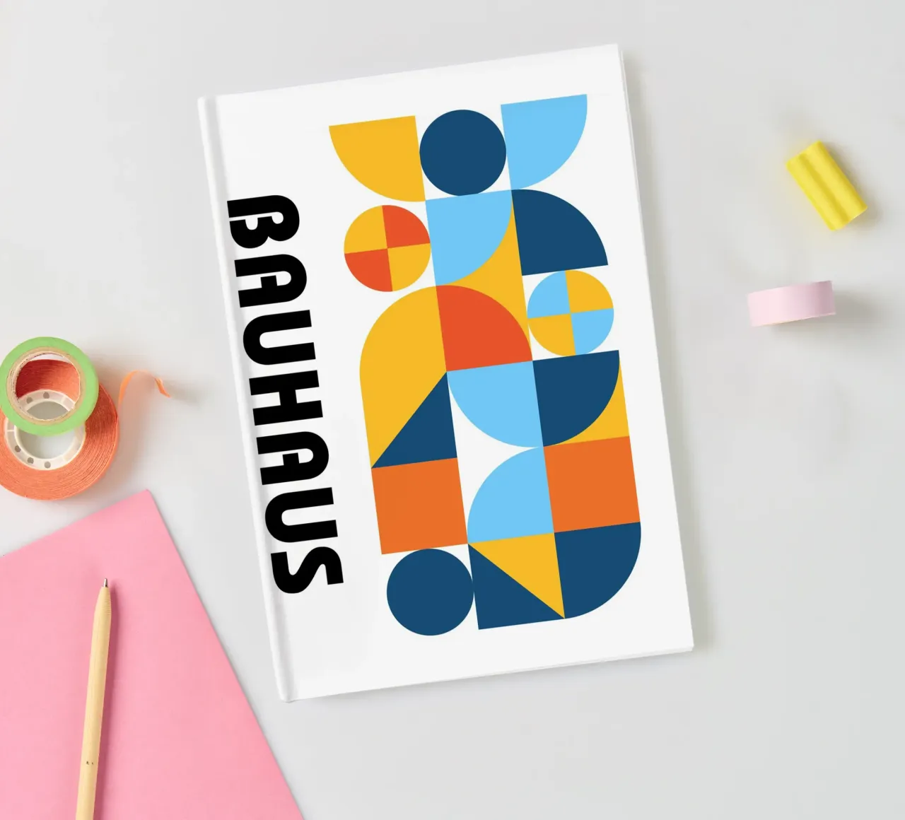 Bauhaus Geometric Pattern Abstract Print by Modernist Forms notebook by NorwesClub