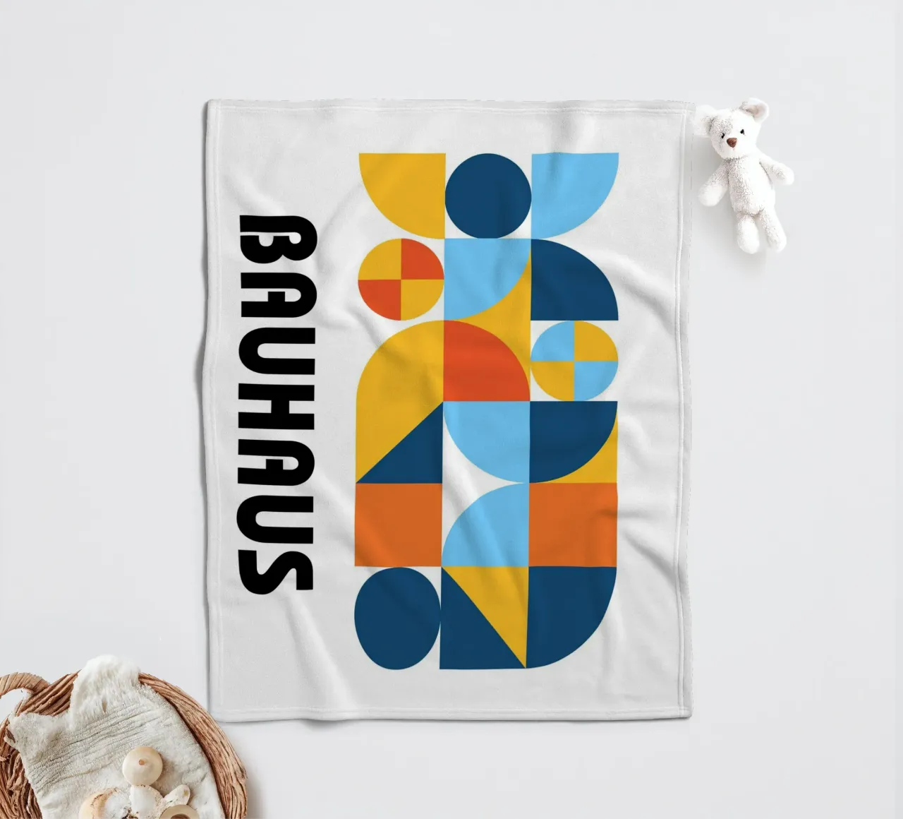 Bauhaus Geometric Pattern Abstract Print by Modernist Forms fleece blanket by NorwesClub