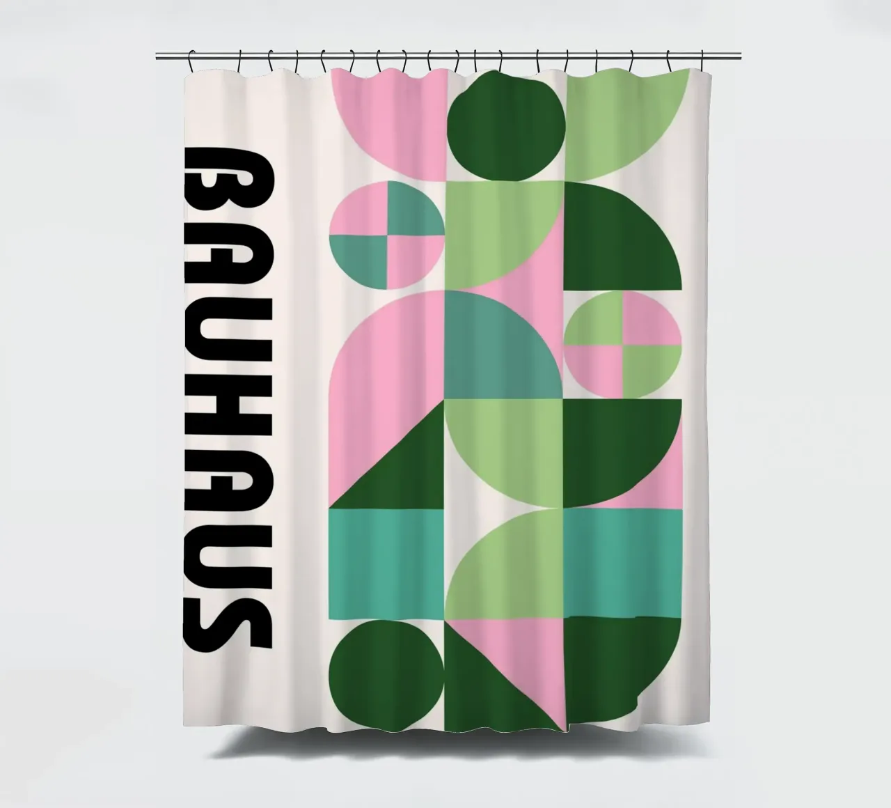 Bauhaus Geometric Abstract Pattern by Modernist Shapes, Past shower curtain by NorwesClub
