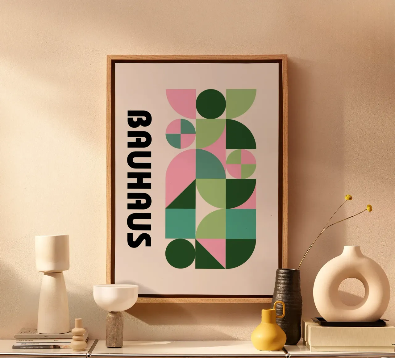 Bauhaus Geometric Abstract Pattern by Modernist Shapes, Past canvas by NorwesClub