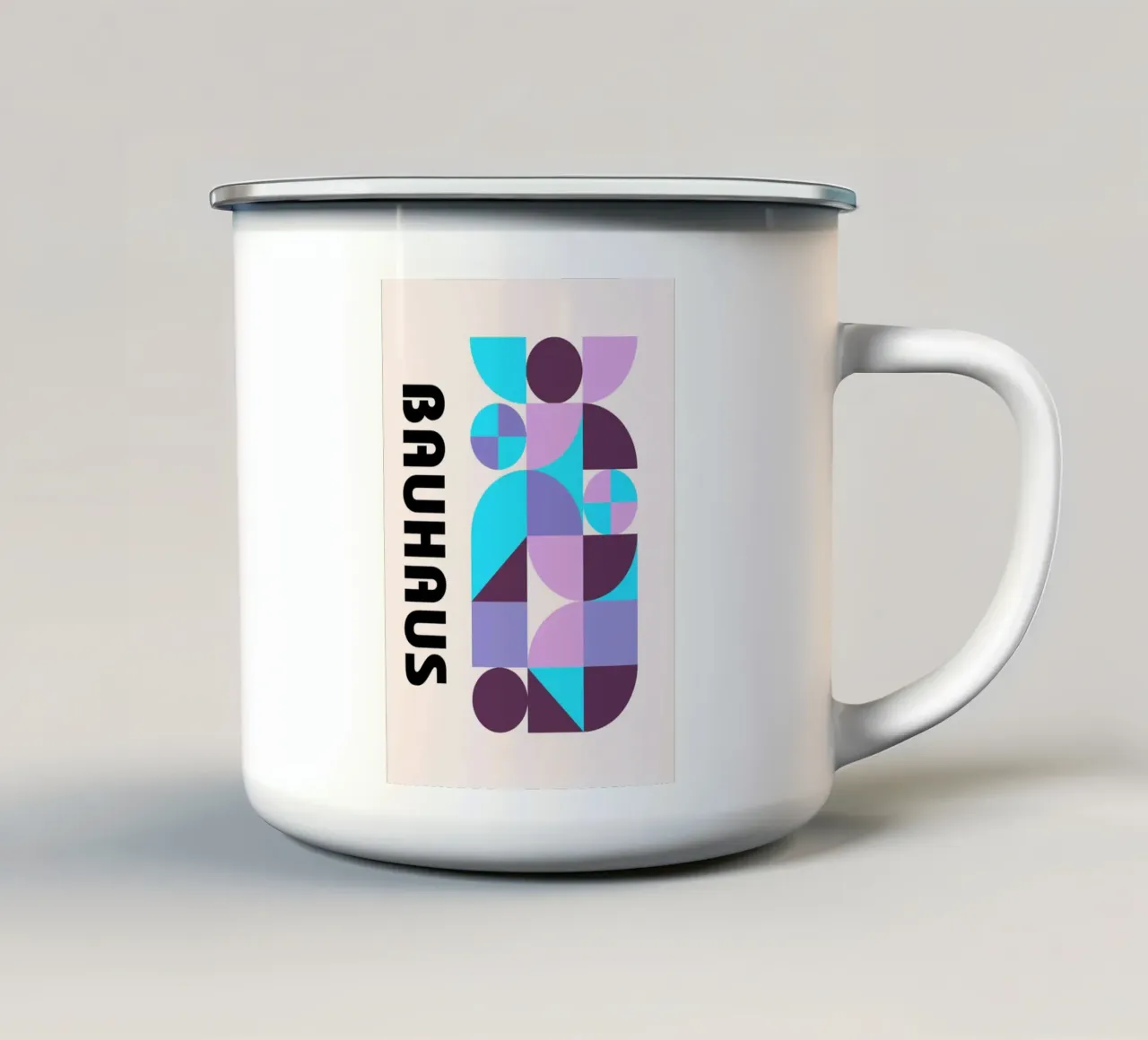 Bauhaus Geometric Pattern Abstract Print by Modernist Forms, enamel mug by NorwesClub