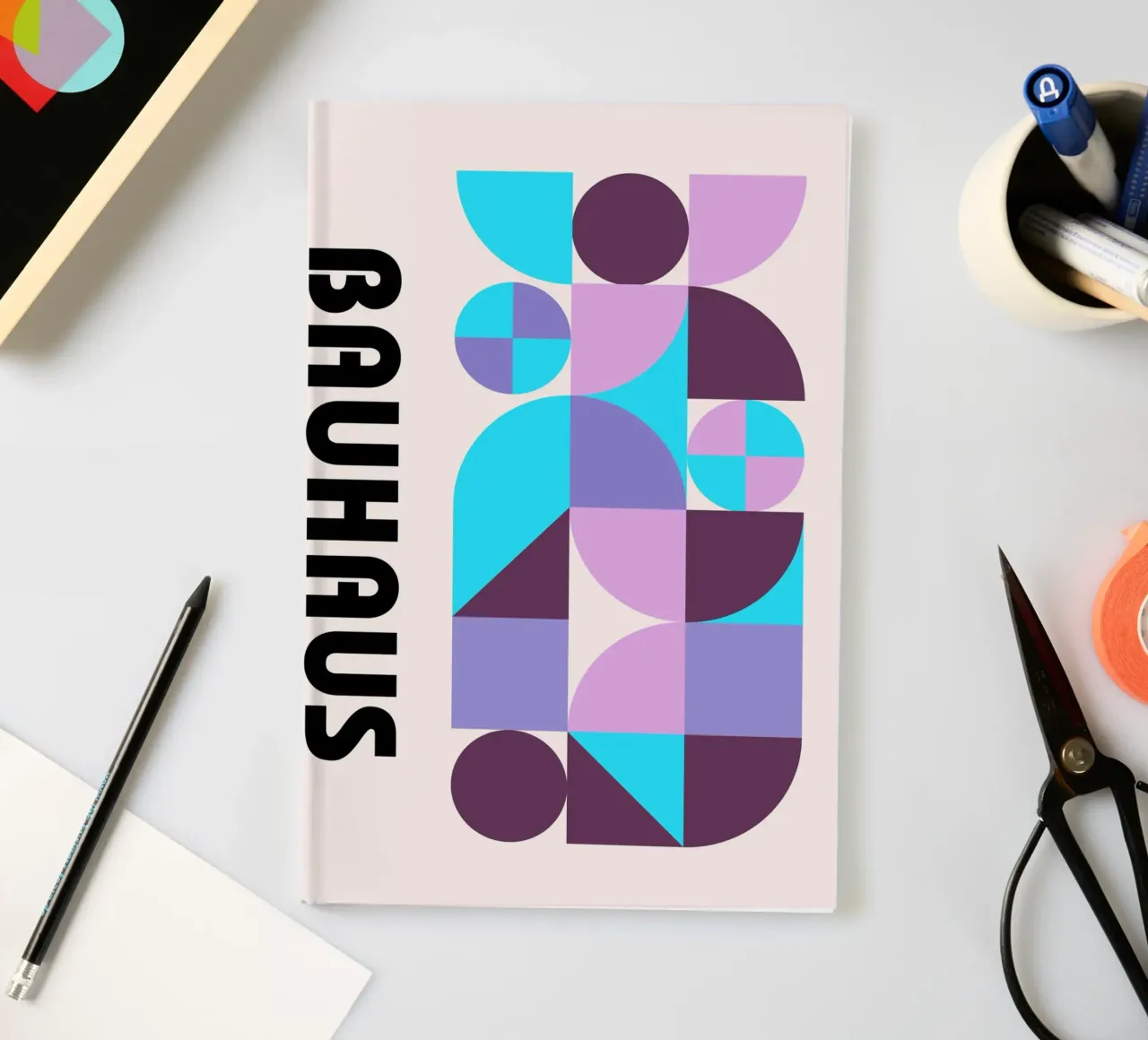 Bauhaus Geometric Pattern Abstract Print by Modernist Forms, notebook by NorwesClub