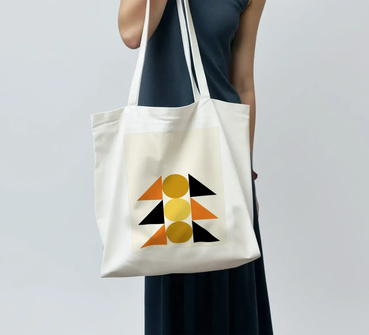 Forme geometriche astratte Bauhaus di Circles & Triangles borsa in juta da NorwesClub