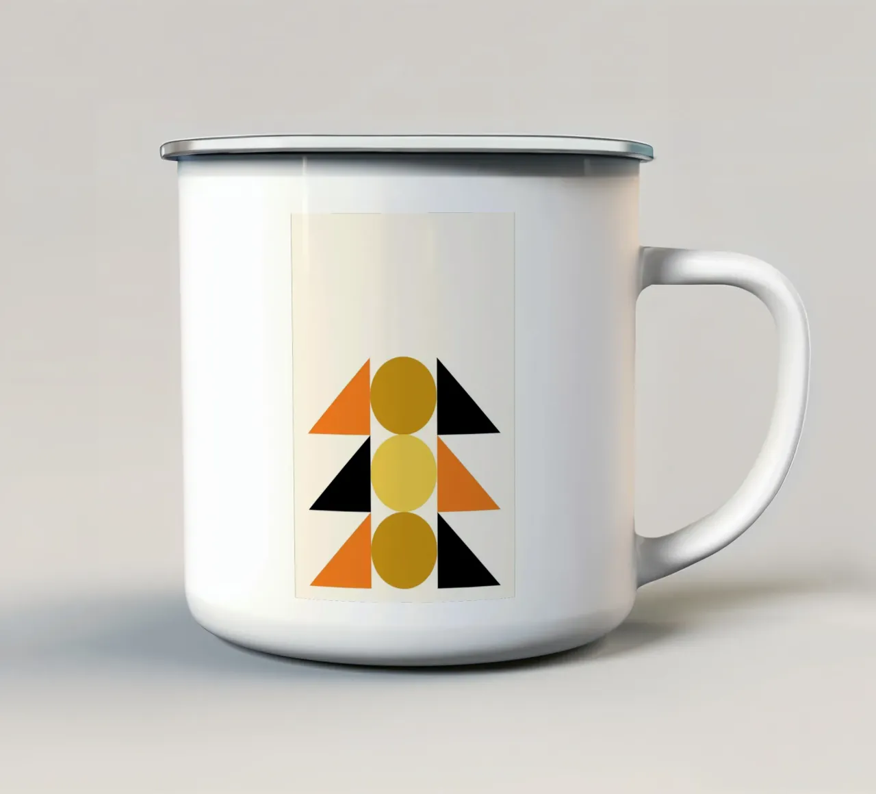 Forme geometriche astratte Bauhaus di Circles & Triangles tazza in smalto da NorwesClub