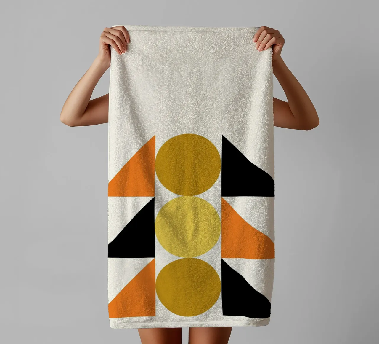 Bauhaus Abstract Geometric Forms by Circles & Triangles towel by NorwesClub