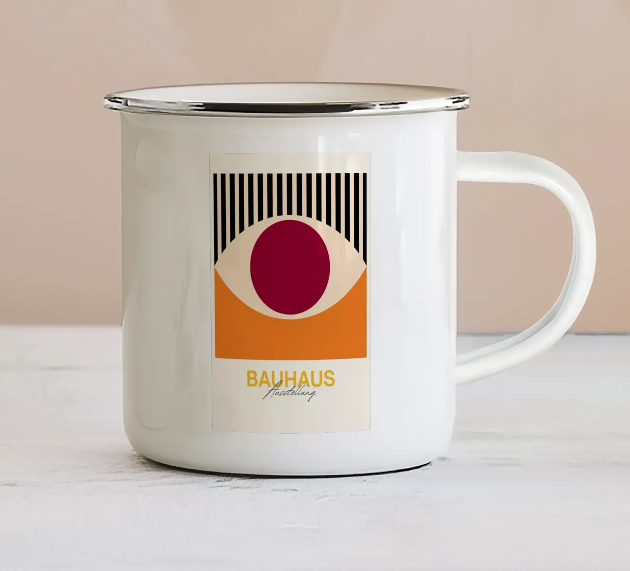 Bauhaus Eye Abstract Art Print by Modernist Geometric Forms mug en émail de NorwesClub