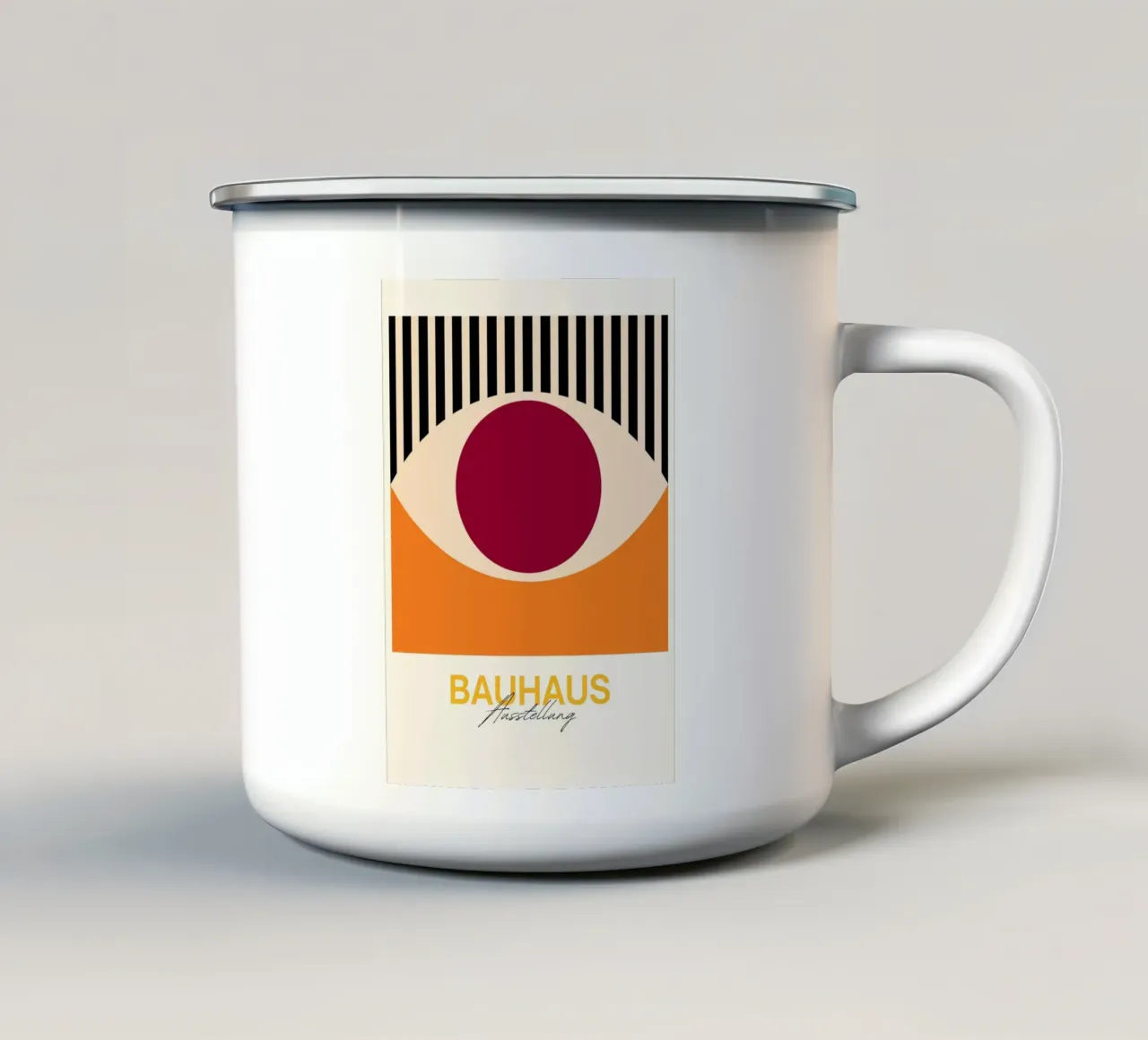 Bauhaus Eye Abstract Art Print by Modernist Geometric Forms mug en émail de NorwesClub