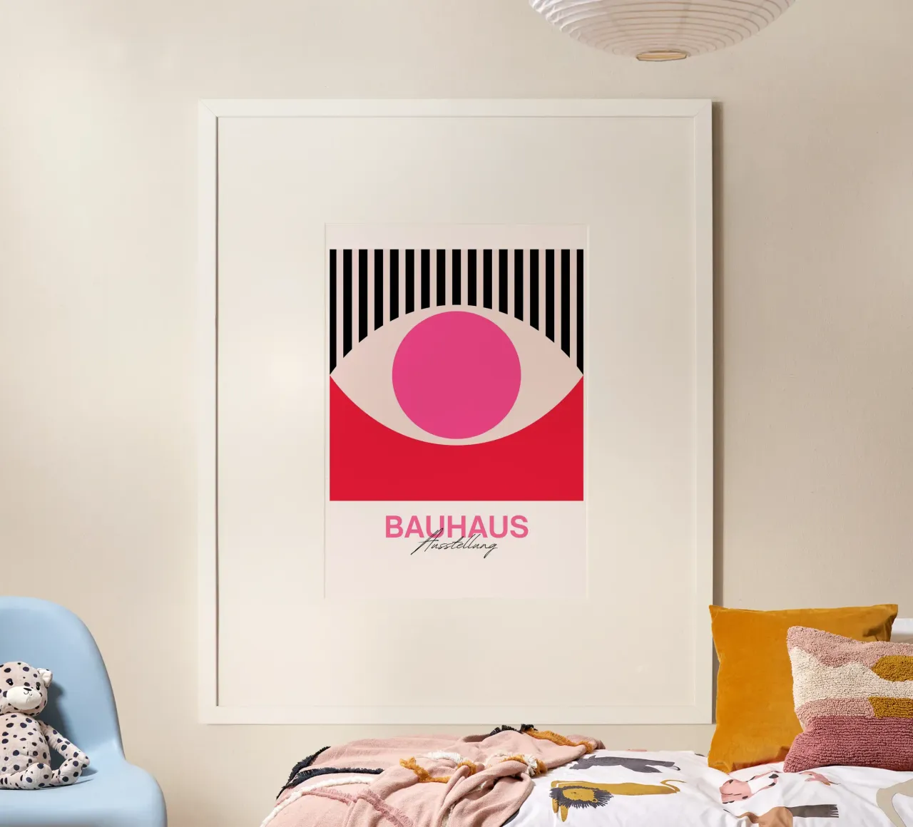 Bauhaus Eye Stampa d'arte astratta di Forme geometriche moderniste, poster con telaio in legno da NorwesClub