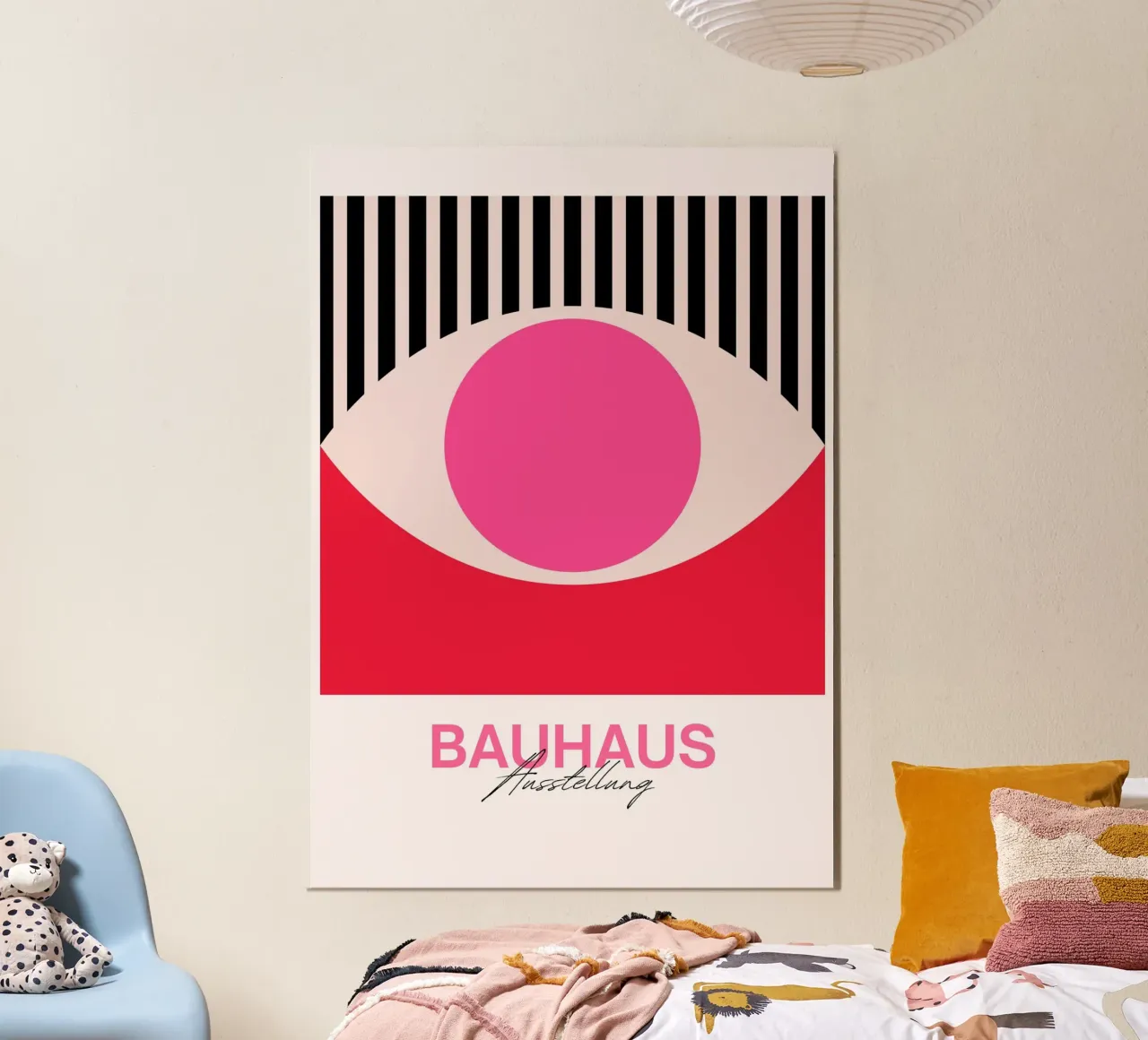 Bauhaus Eye Stampa d'arte astratta di Forme geometriche moderniste, poster con telaio in legno da NorwesClub