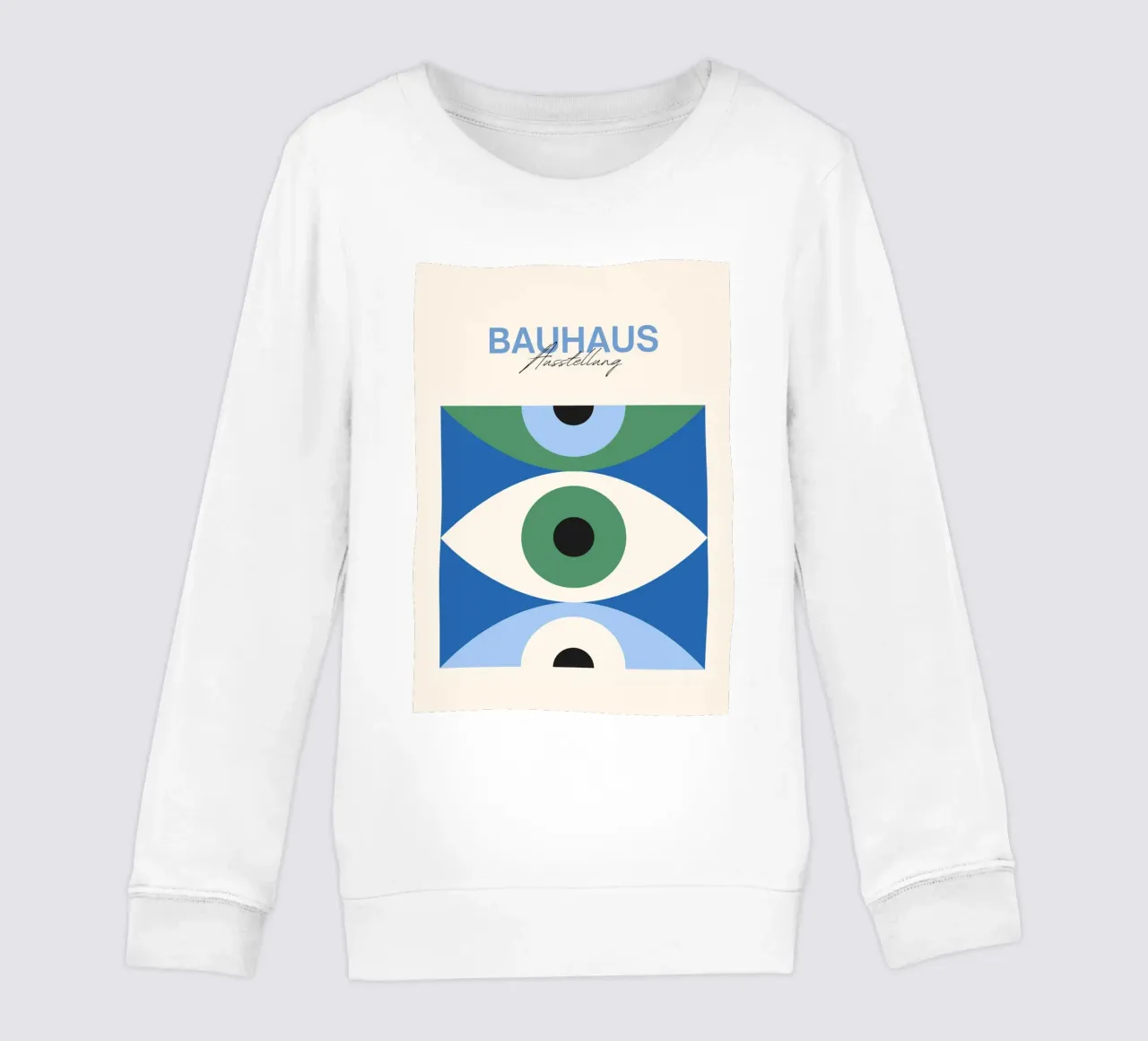 Bauhaus Eye Abstrakter Kunstdruck von Modernist Forms, Green Blu Kinder Sweatshirt von NorwesClub