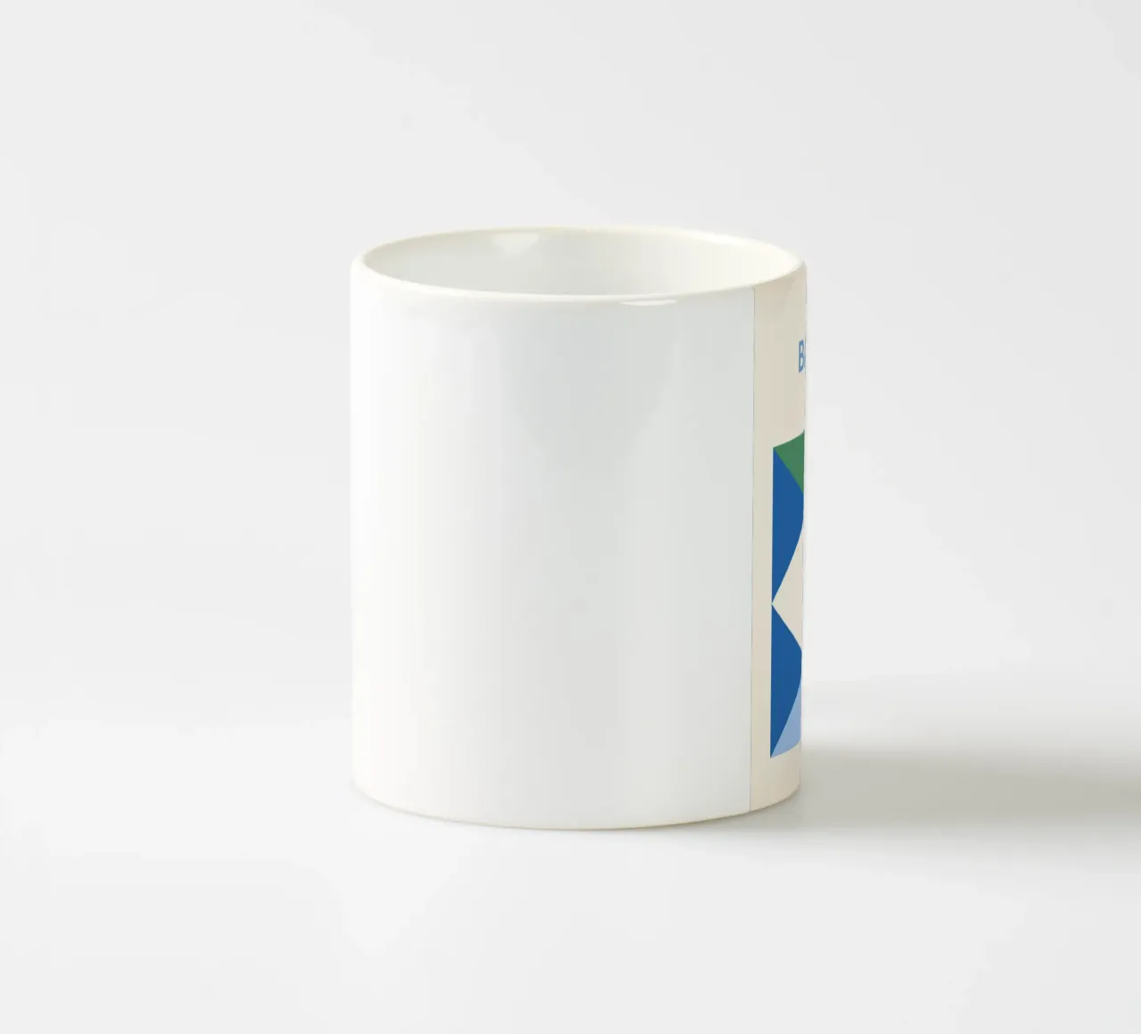 Bauhaus Eye Abstract Art Print by Modernist Forms, Green Blu ceramic mug by NorwesClub