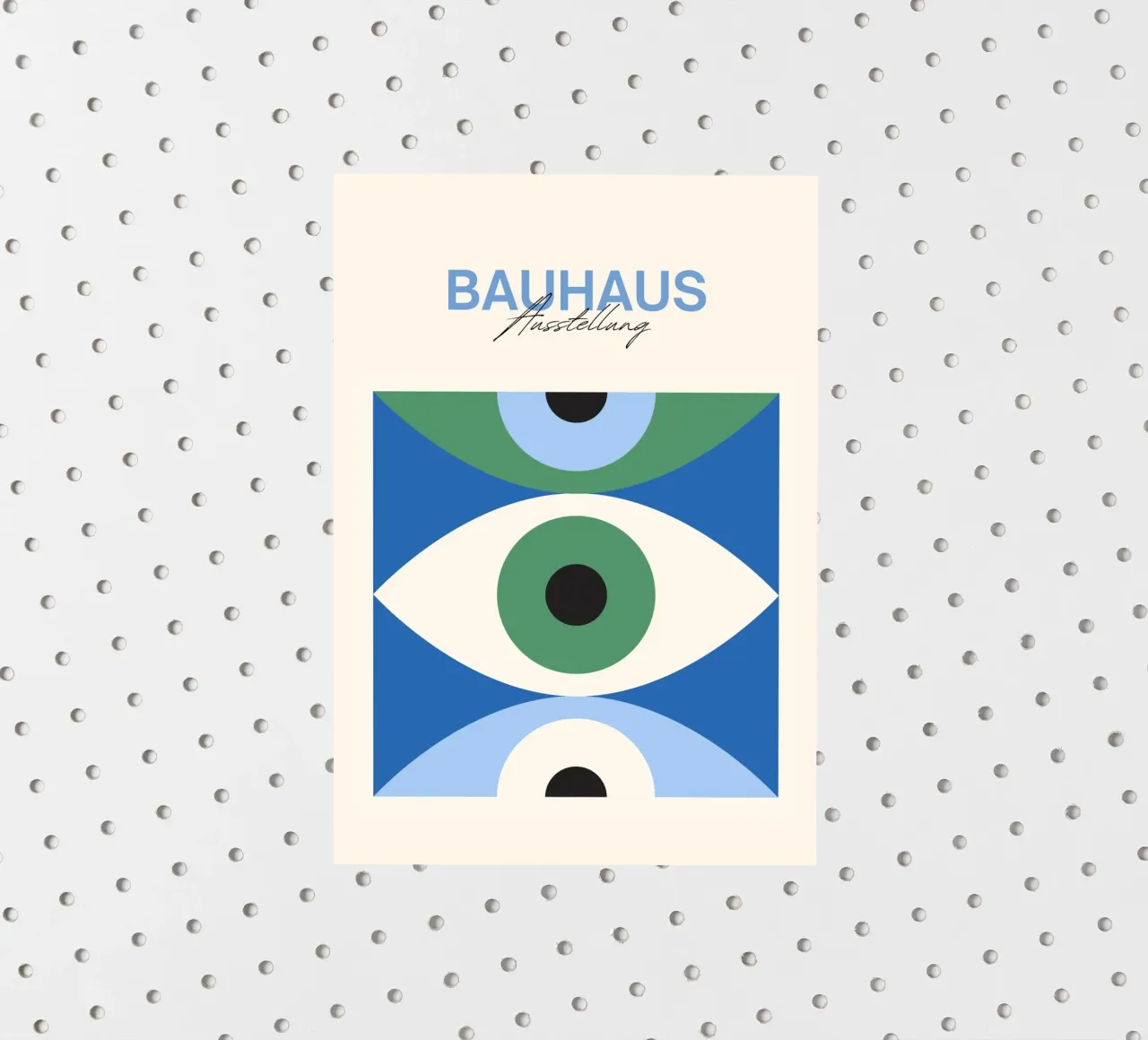 Bauhaus Eye Abstract Art Print by Modernist Forms, Green Blu sticker by NorwesClub