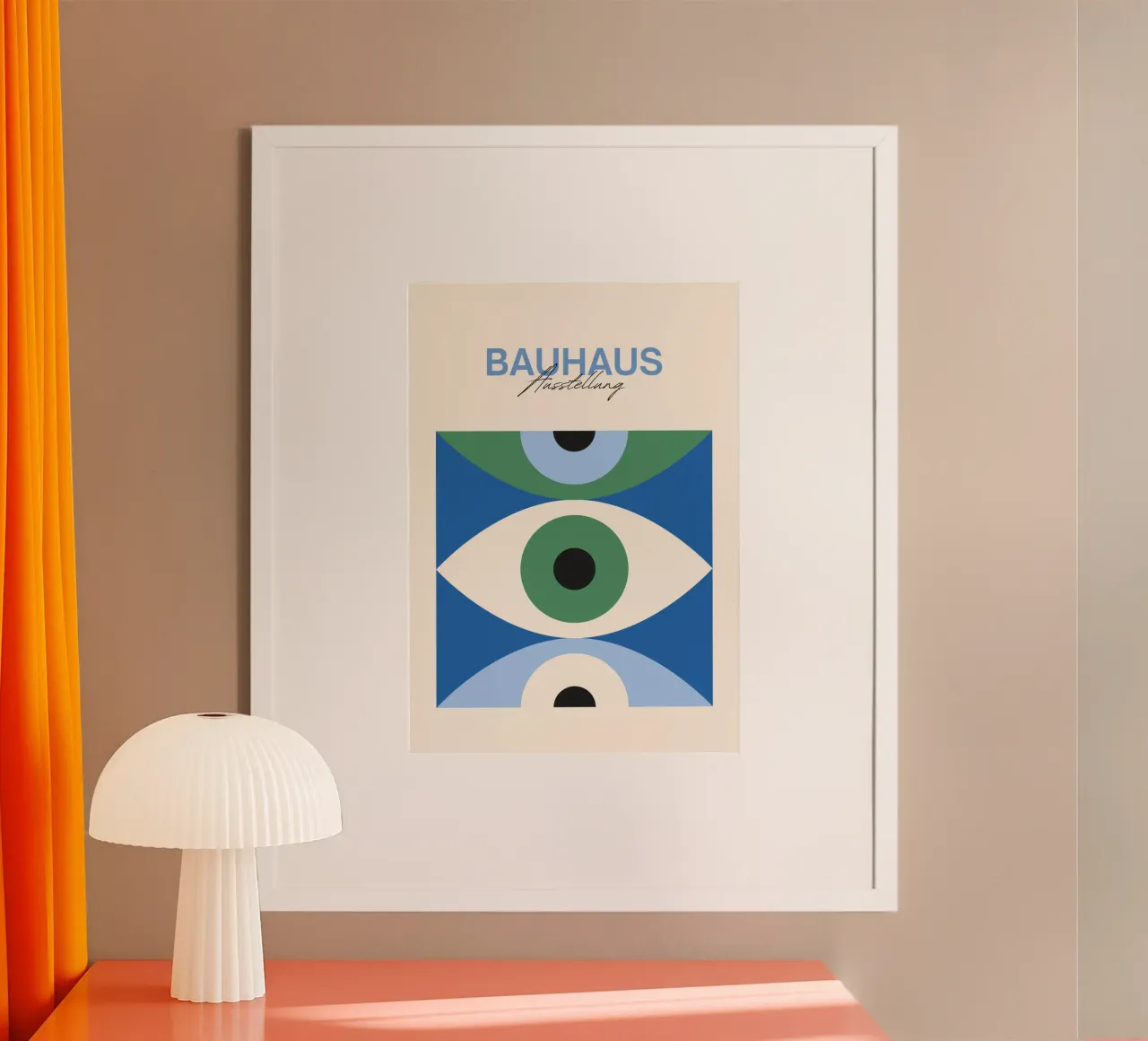 Bauhaus Eye Abstract Art Print by Modernist Forms, Green Blu hahnemühle by NorwesClub