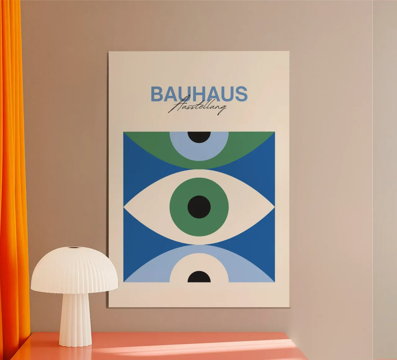 Bauhaus Eye Abstract Art Print by Modernist Forms, Green Blu hahnemühle by NorwesClub