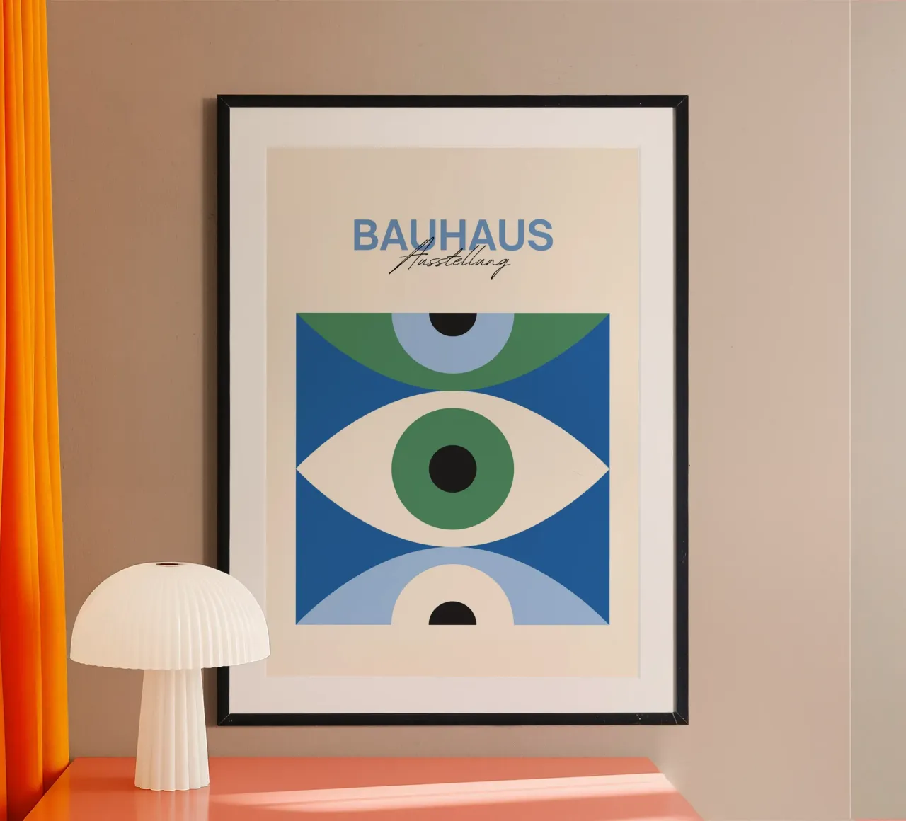 Bauhaus Eye Abstract Art Print by Modernist Forms, Green Blu hahnemühle by NorwesClub