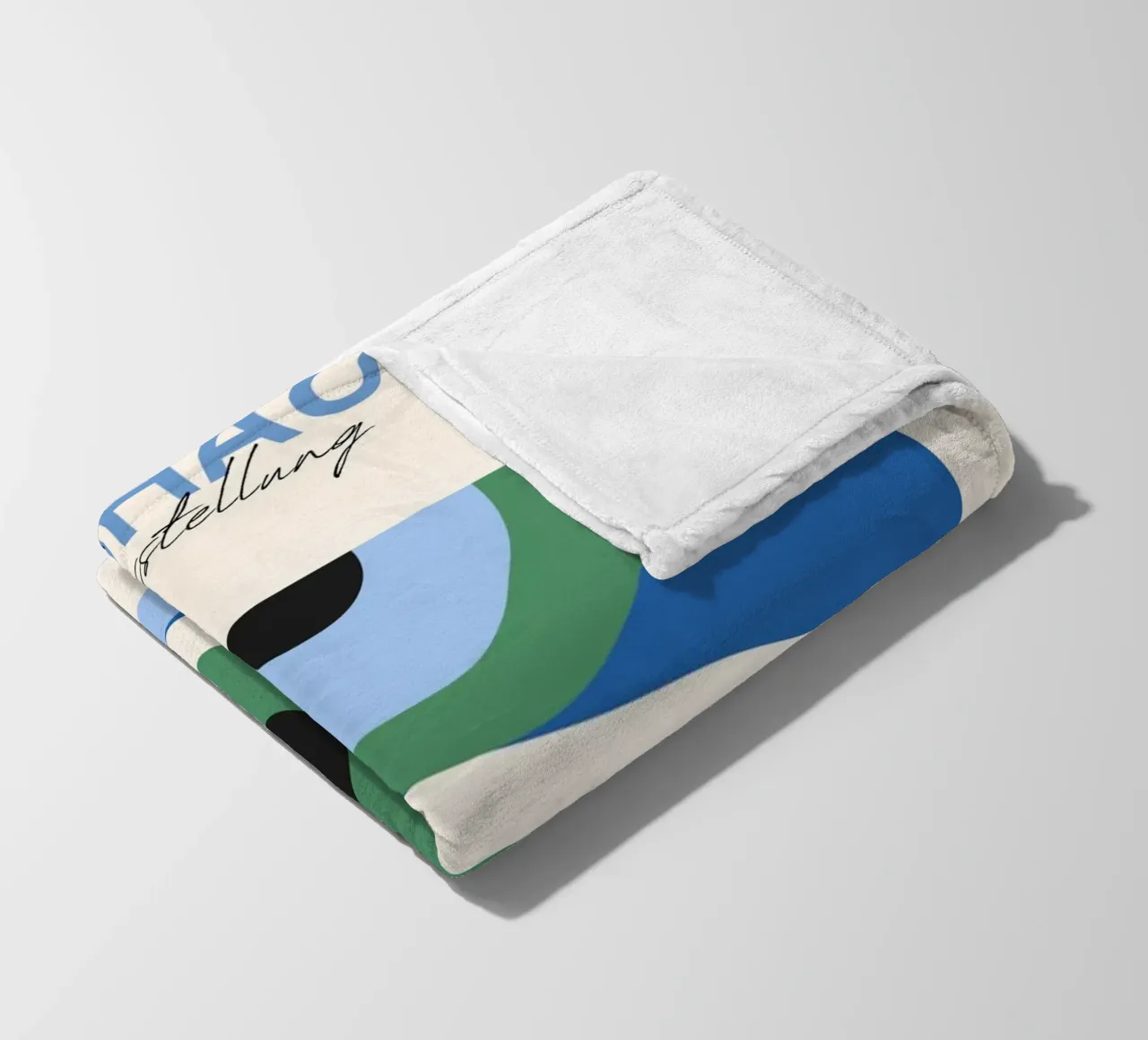 Bauhaus Eye Abstract Art Print by Modernist Forms, Green Blu fleece blanket by NorwesClub